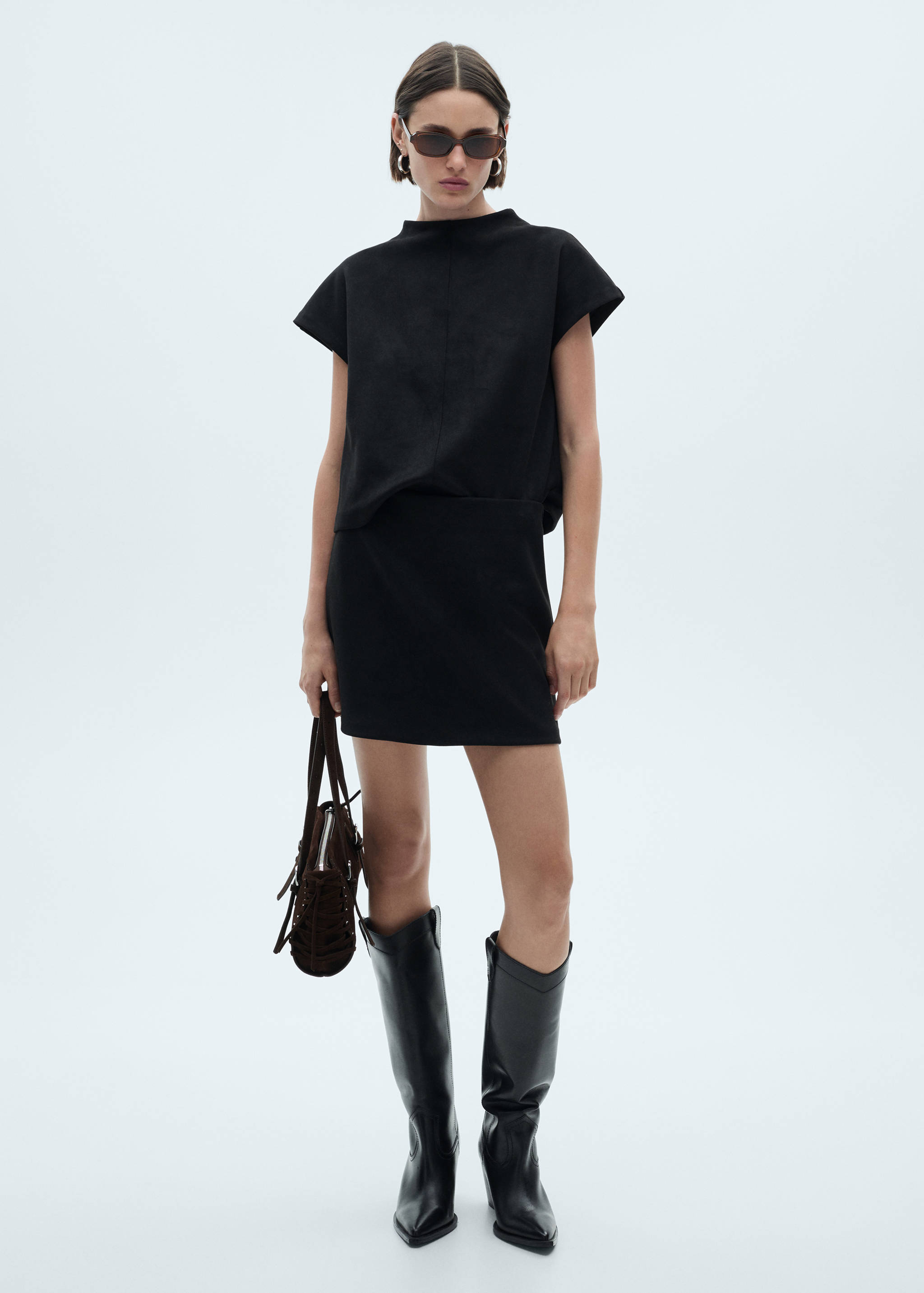 Faux-suede mini skirt - General plane