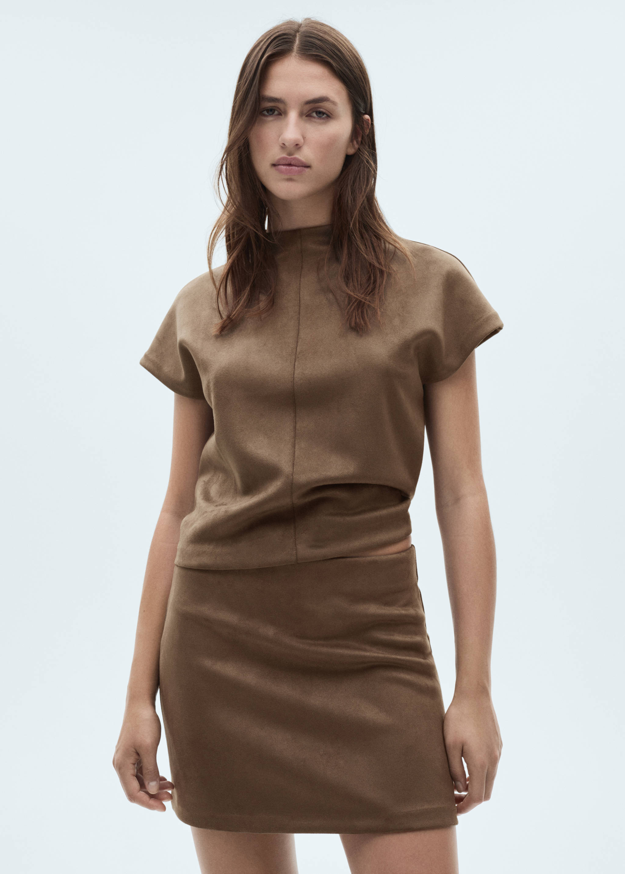 Faux-suede mini skirt - Medium plane