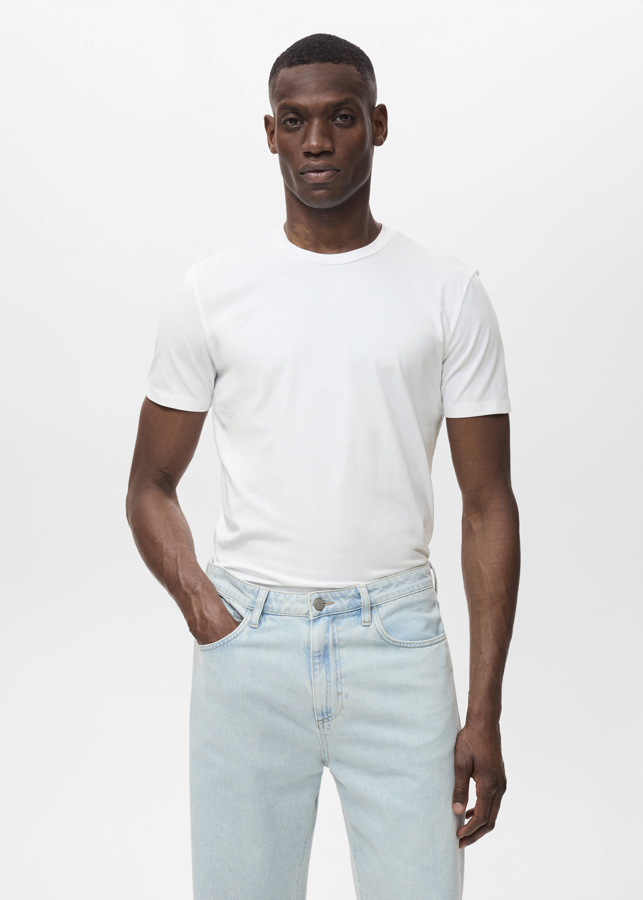 Stretch cotton T-shirt - Medium plane