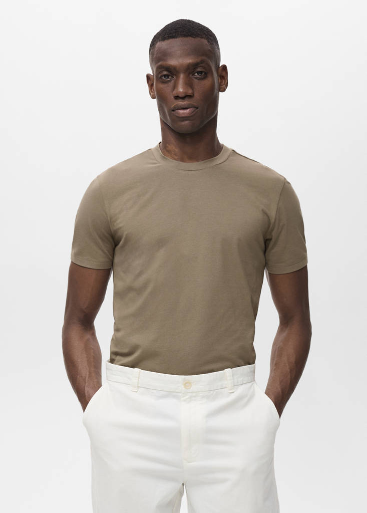 Stretch cotton T-shirt — Mink Grey