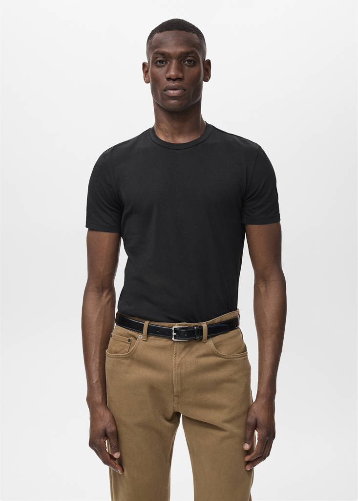 Stretch cotton T-shirt — Black