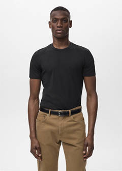 Stretch cotton T-shirt — Black 1