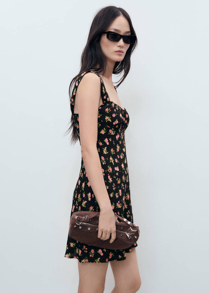 Gathered neckline dress — Pink