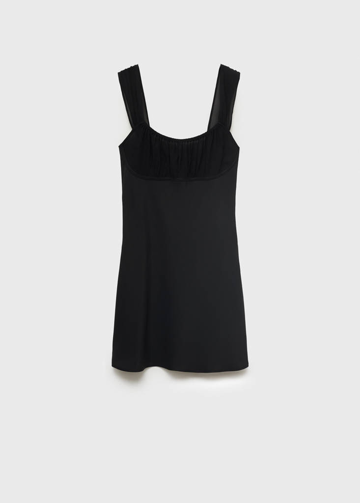 Gathered neckline dress — Black