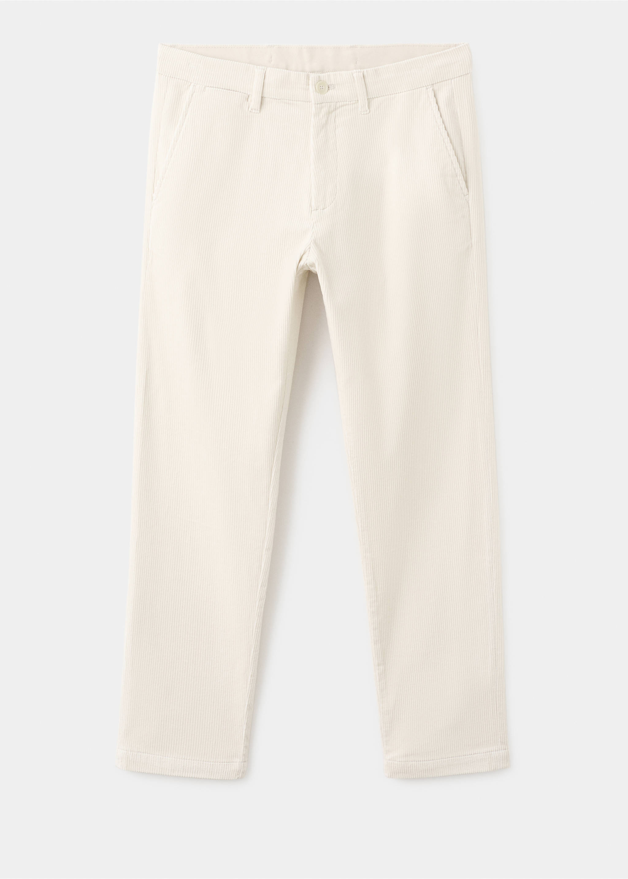 Corduroy slim-fit trousers - Article without model, Ecru. Ref: 27001195-00.