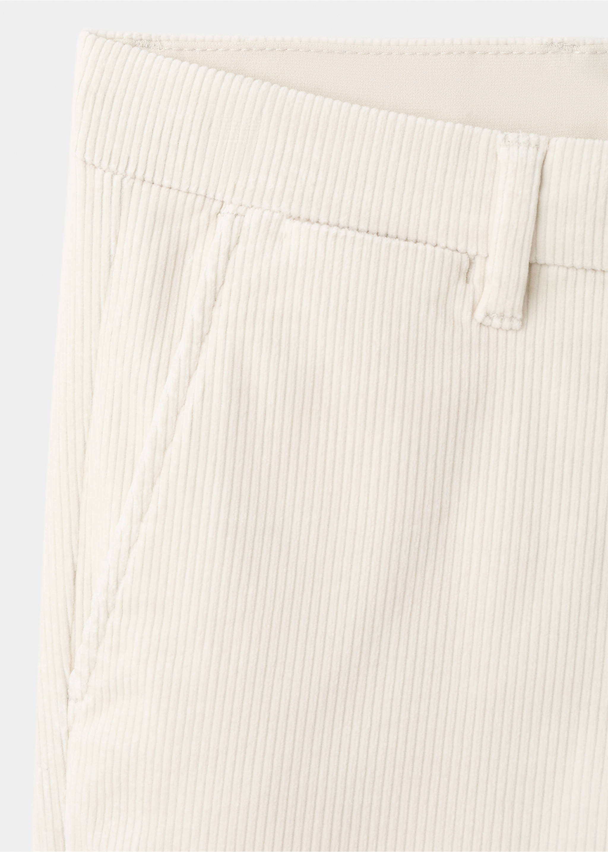 Corduroy slim-fit trousers - Details of the article 8, Ecru. Ref: 27001195-00.