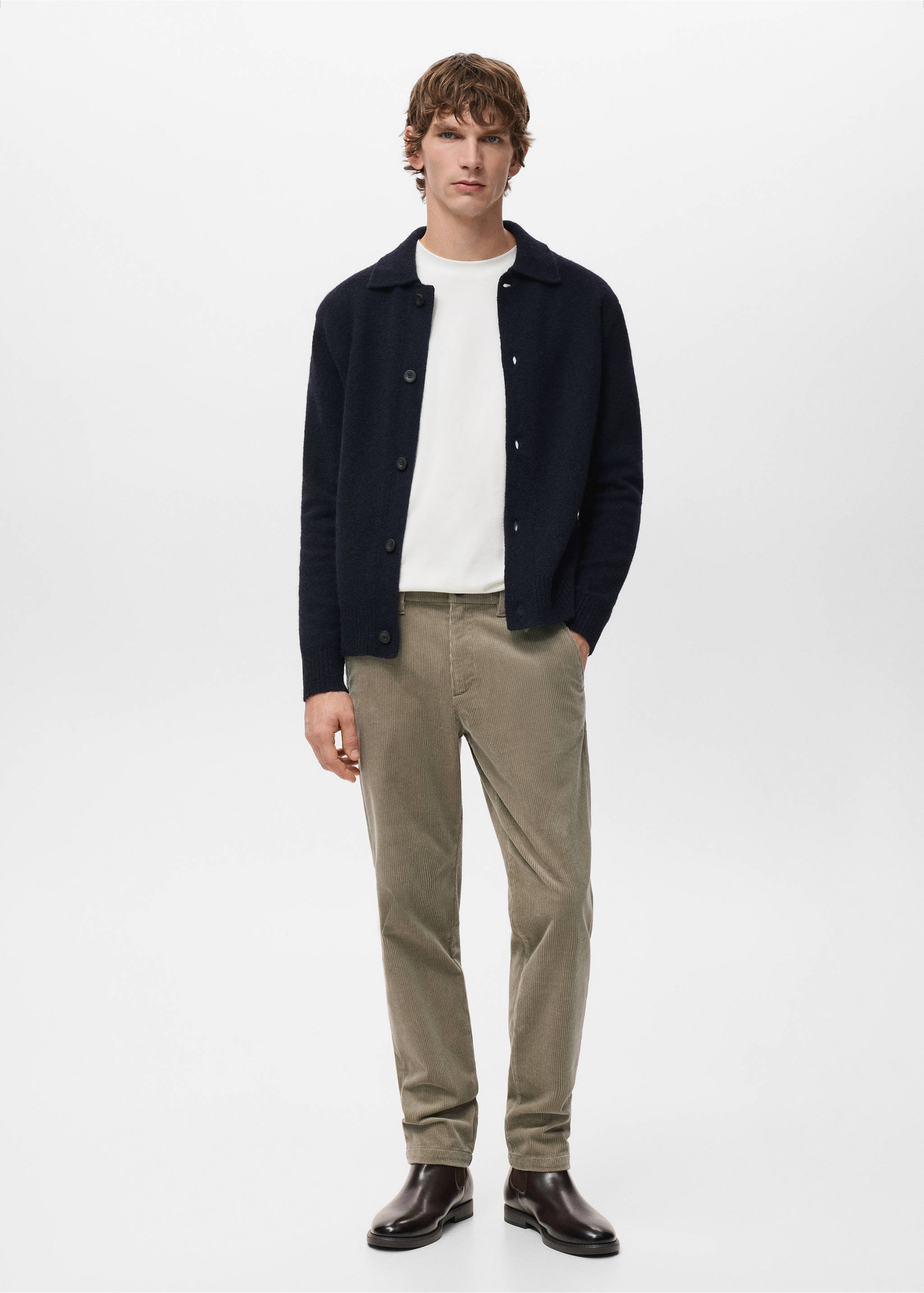 Corduroy slim-fit trousers - General plane, Beige. Ref: 27001195-00.