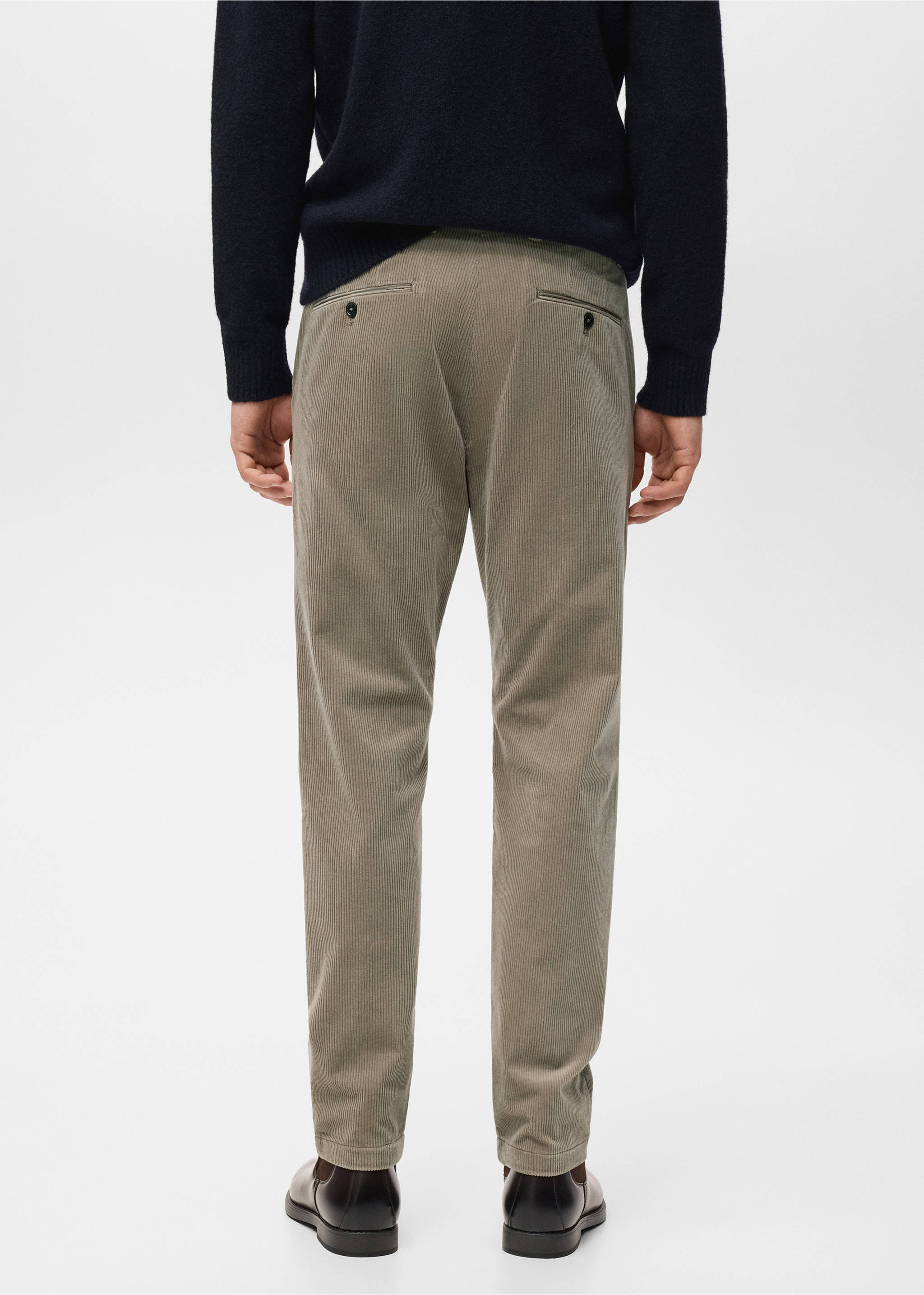 Corduroy slim-fit trousers - Reverse of the article, Beige. Ref: 27001195-00.