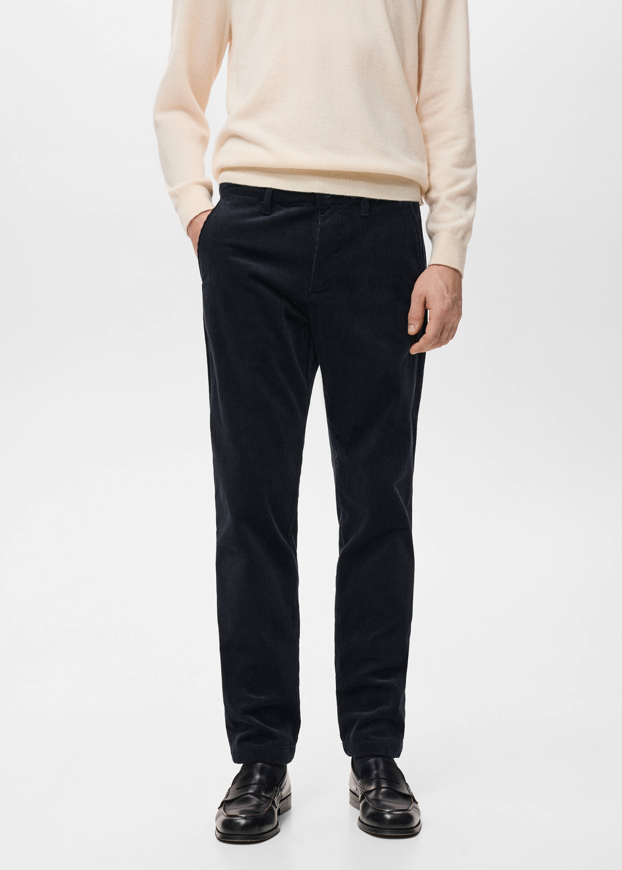 Corduroy slim-fit trousers - Medium plane