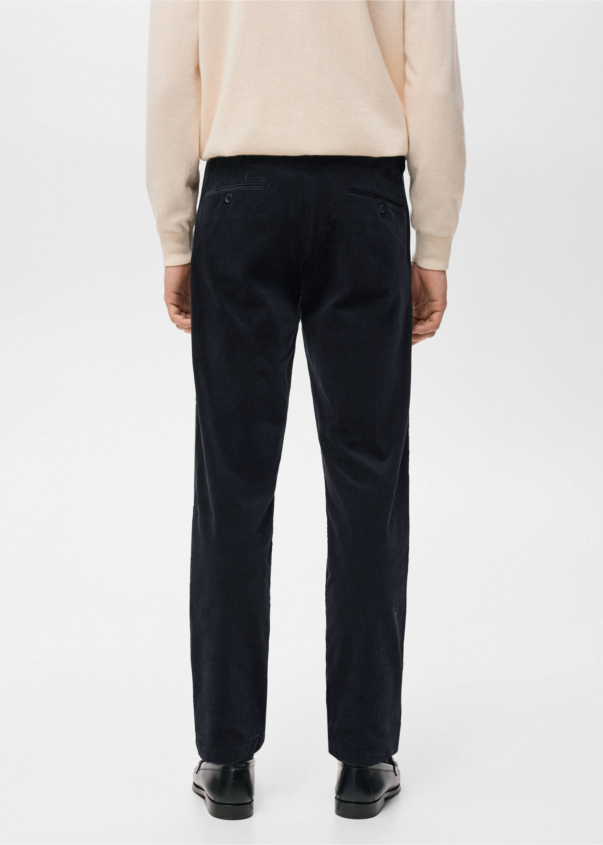 Corduroy slim-fit trousers - Reverse of the article, Navy. Ref: 27001195-00.