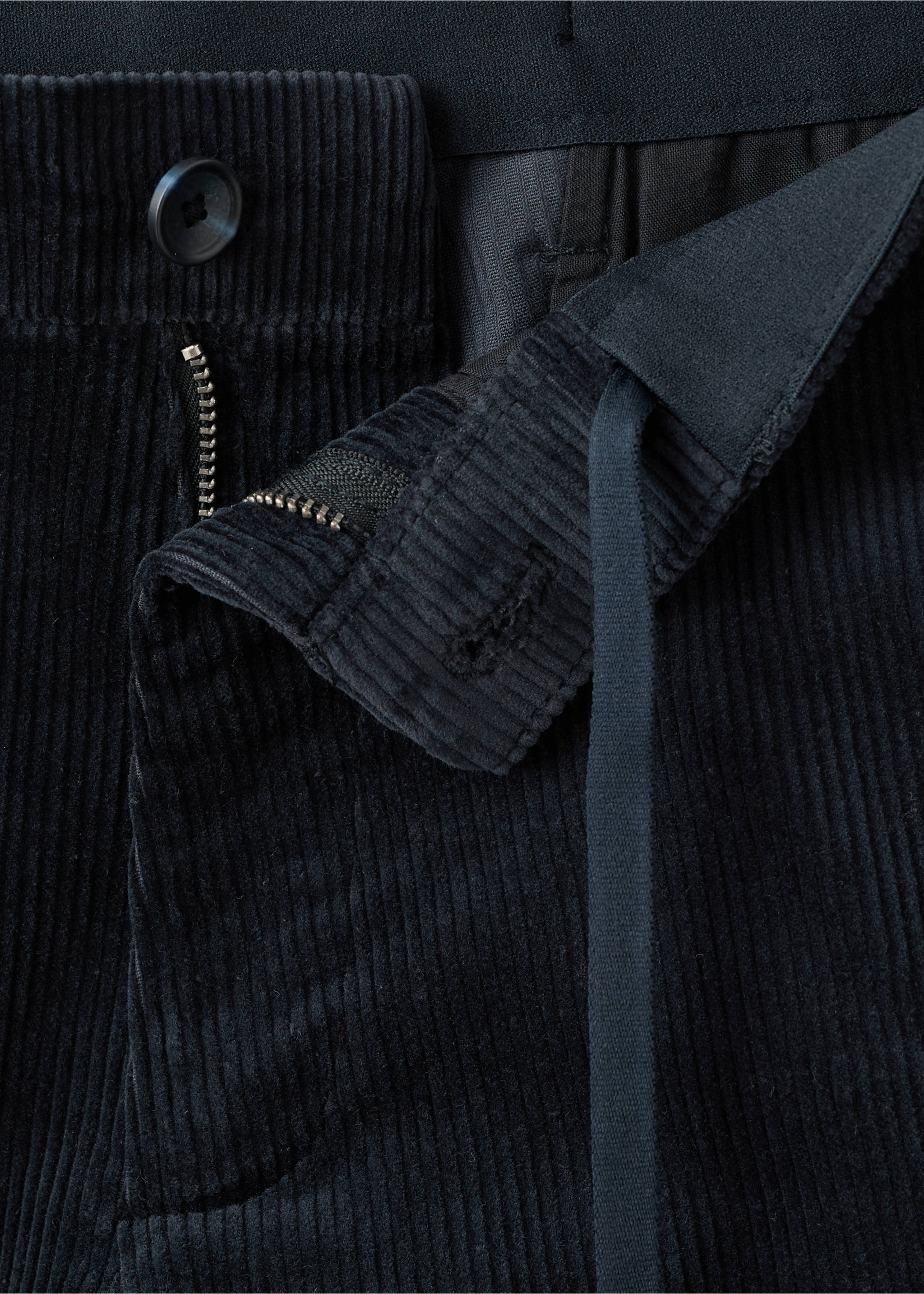 Corduroy slim-fit trousers - Details of the article 0, Navy. Ref: 27001195-00.