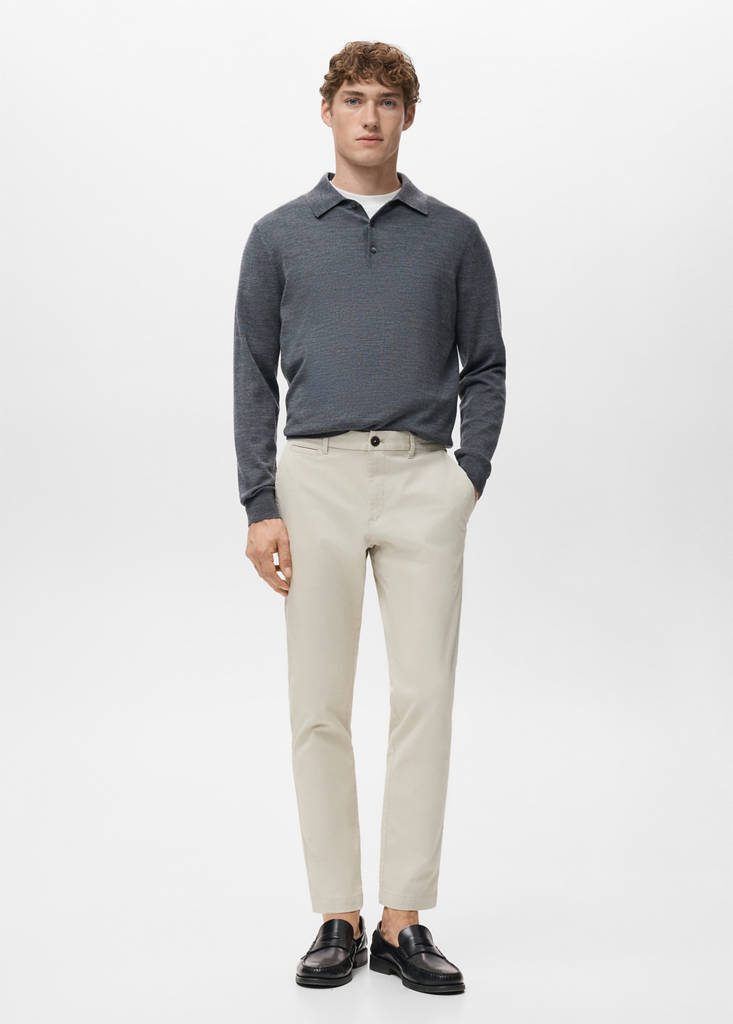 Prato slim fit cropped chinos — Ecru