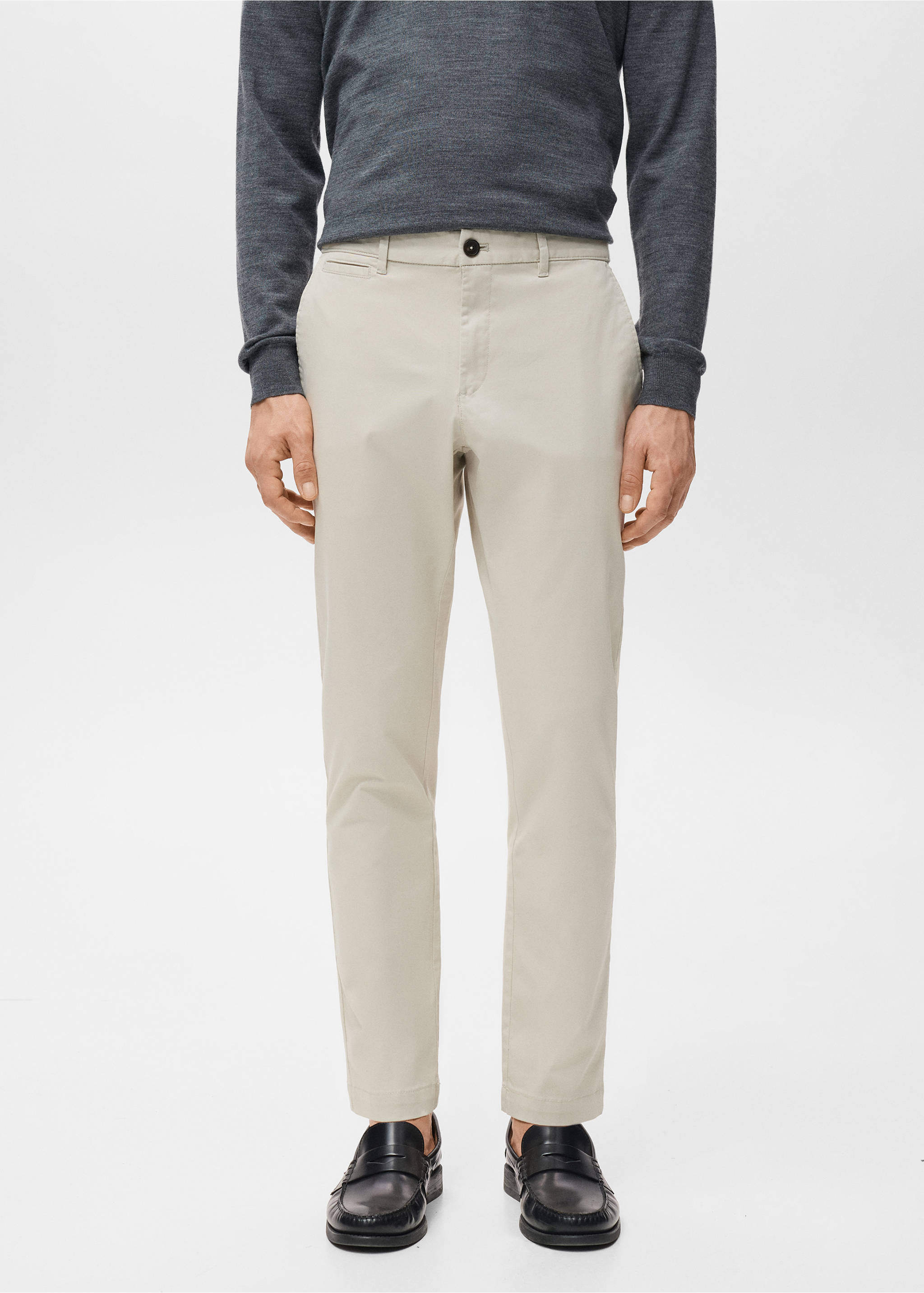 Pantalon Prato chino super slim fit cropped - Plan moyen, Écru. Ref: 27001196-00.