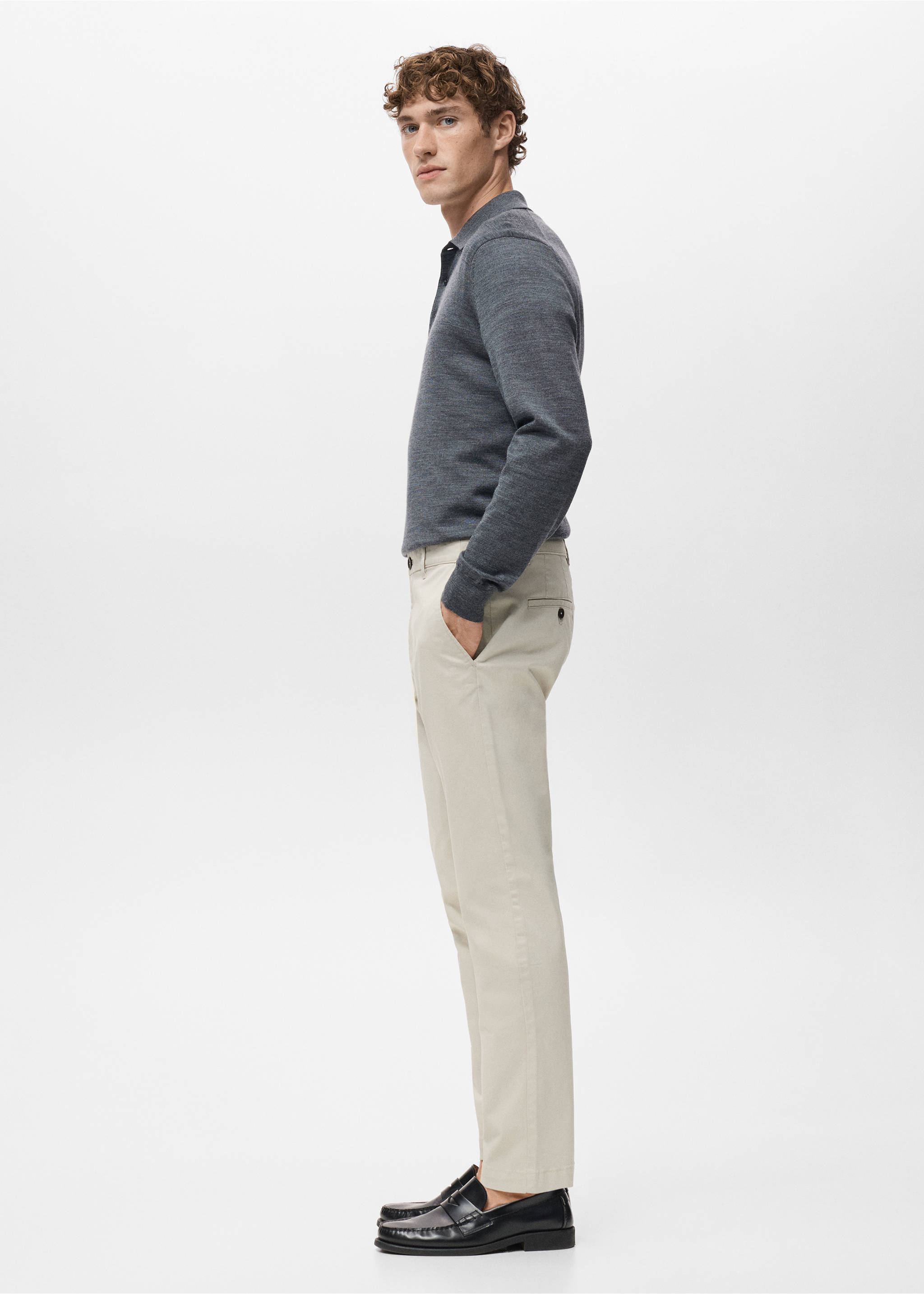 Pantalon Prato chino super slim fit cropped - Détail de l'article 2, Écru. Ref: 27001196-00.