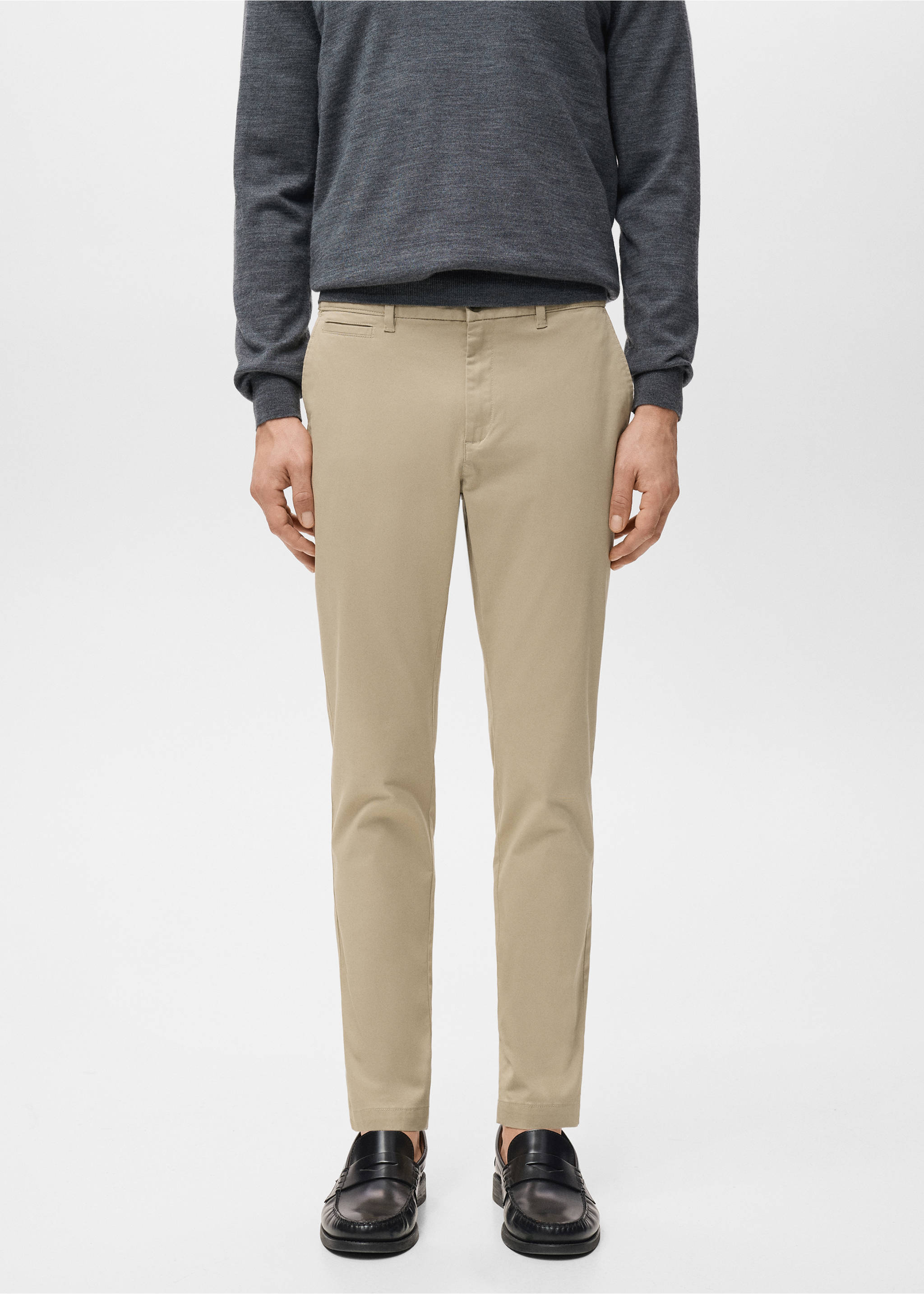 Pantalon Prato chino super slim fit cropped - Plan moyen, Beige. Ref: 27001196-00.