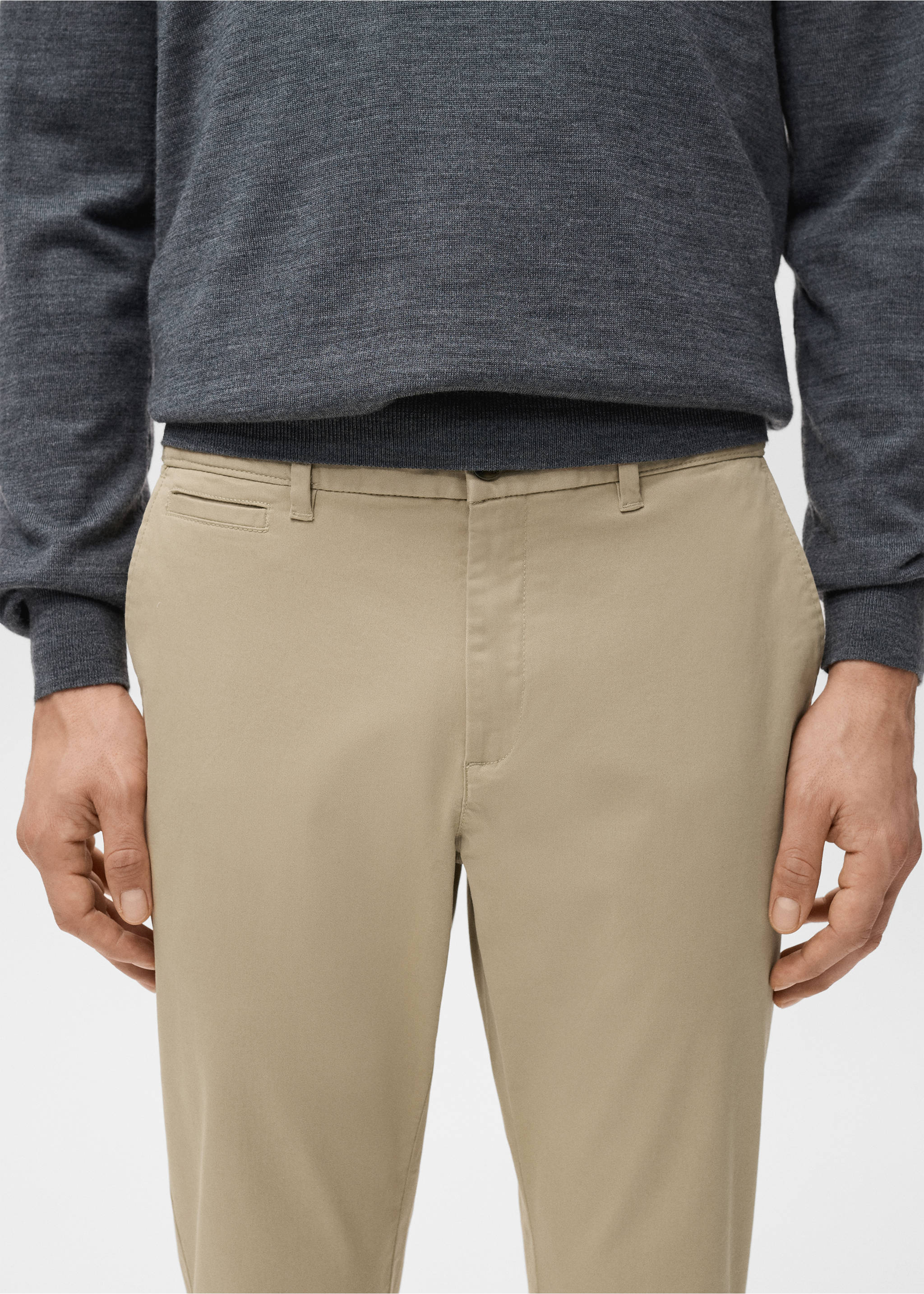 Pantalon Prato chino super slim fit cropped - Détail de l'article 1, Beige. Ref: 27001196-00.
