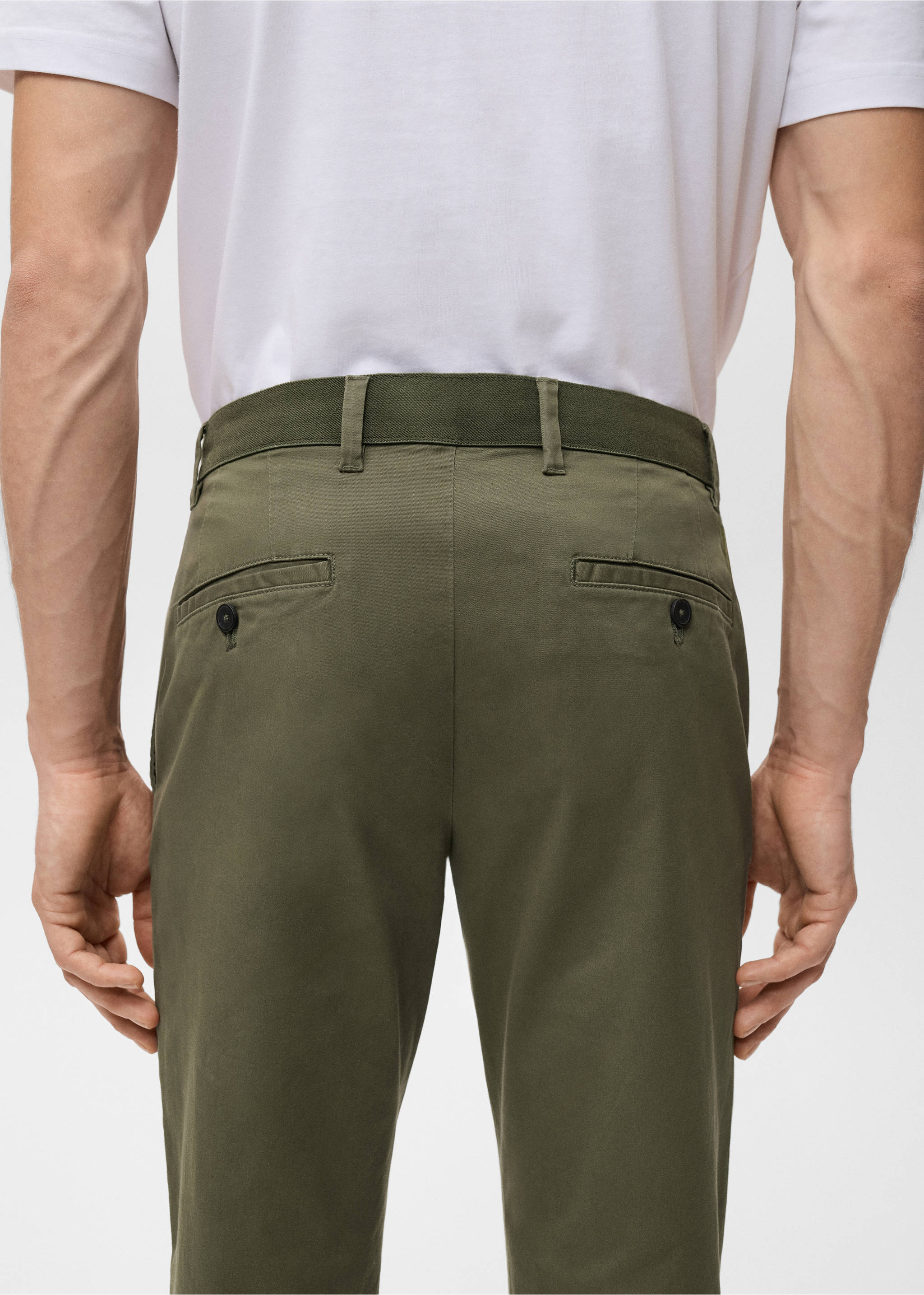 Pantalon Prato chino super slim fit cropped - Détail de l'article 6, Kaki. Ref: 27001196-00.