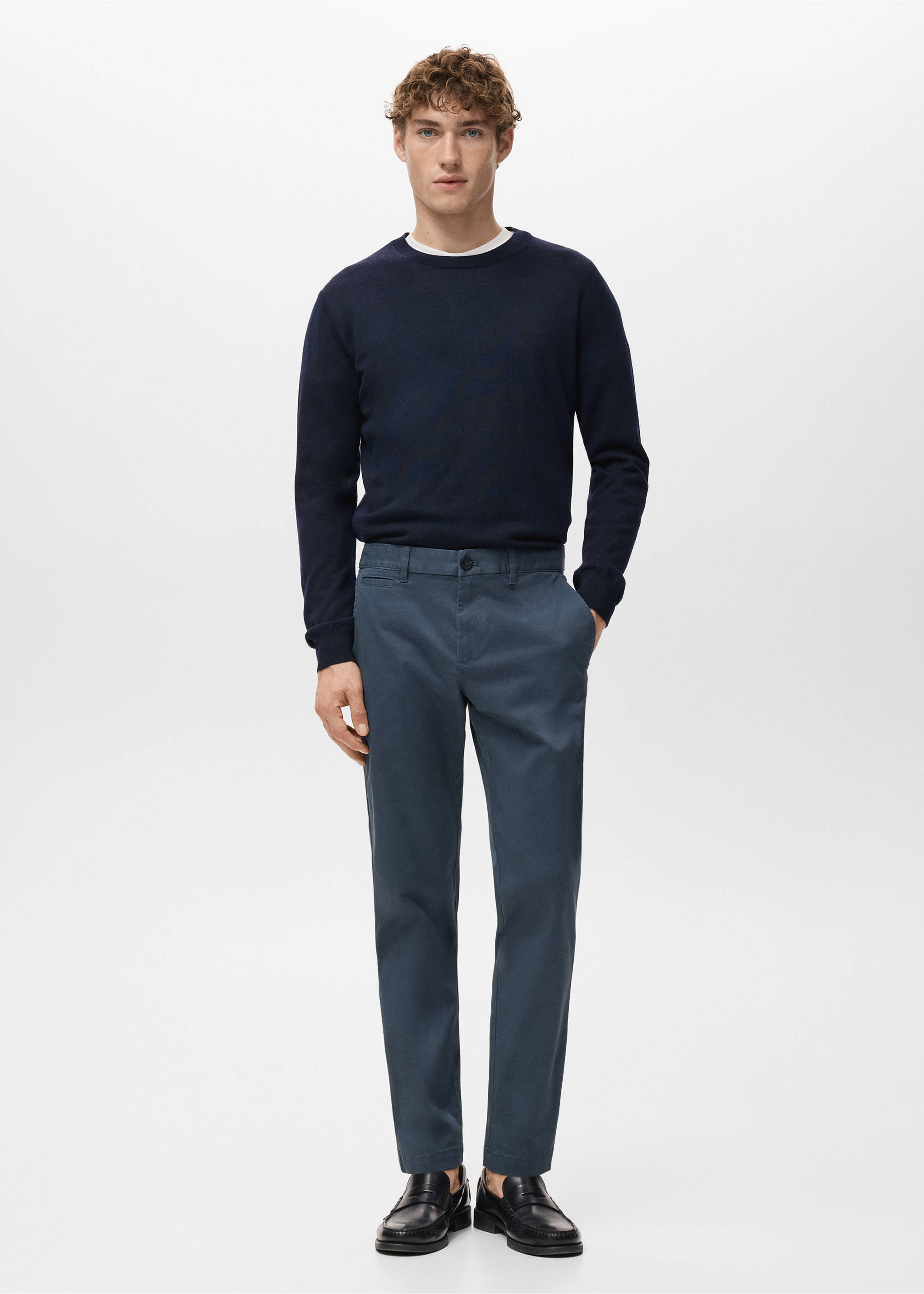 Pantalon Prato chino super slim fit cropped - Plan général, Bleu indigo. Ref: 27001196-00.