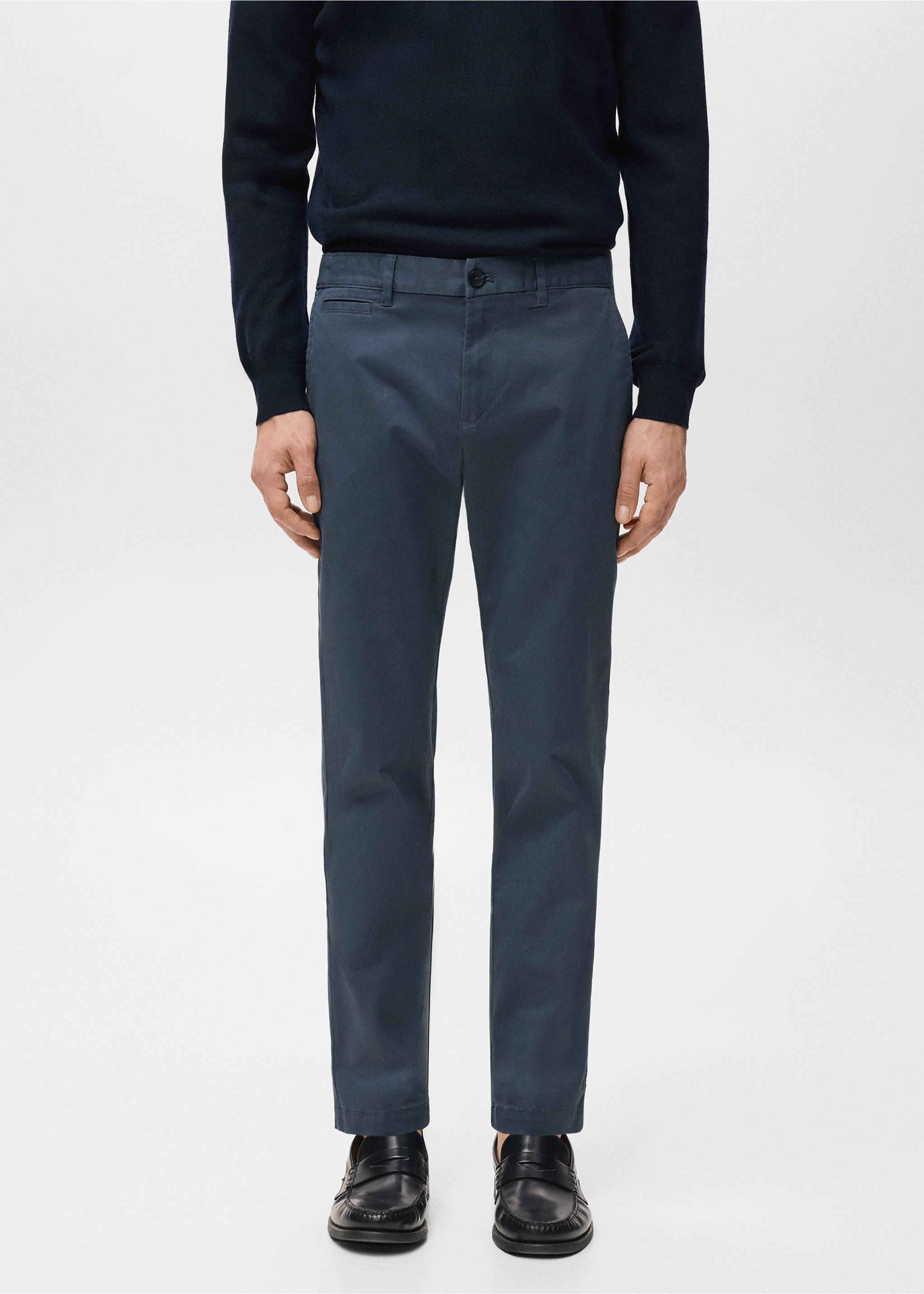 Pantalon Prato chino super slim fit cropped - Plan moyen, Bleu indigo. Ref: 27001196-00.