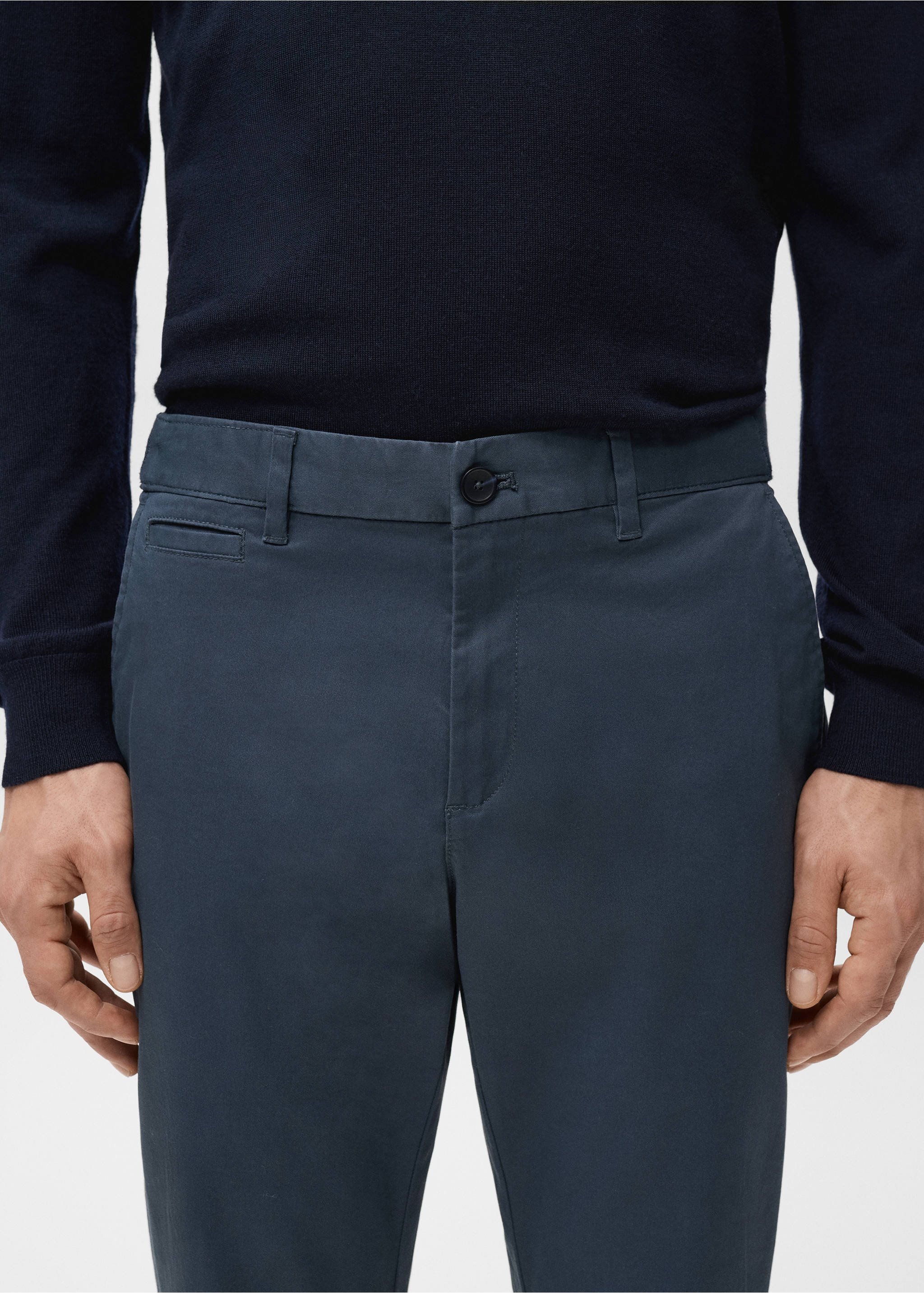 Pantalon Prato chino super slim fit cropped - Détail de l'article 1, Bleu indigo. Ref: 27001196-00.