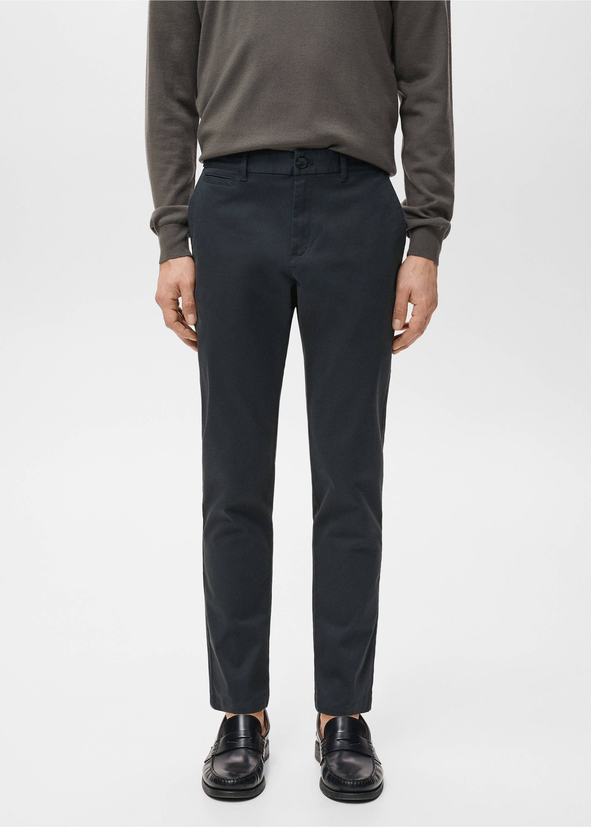 Pantalon Prato chino super slim fit cropped - Plan moyen, Bleu marine foncé. Ref: 27001196-00.