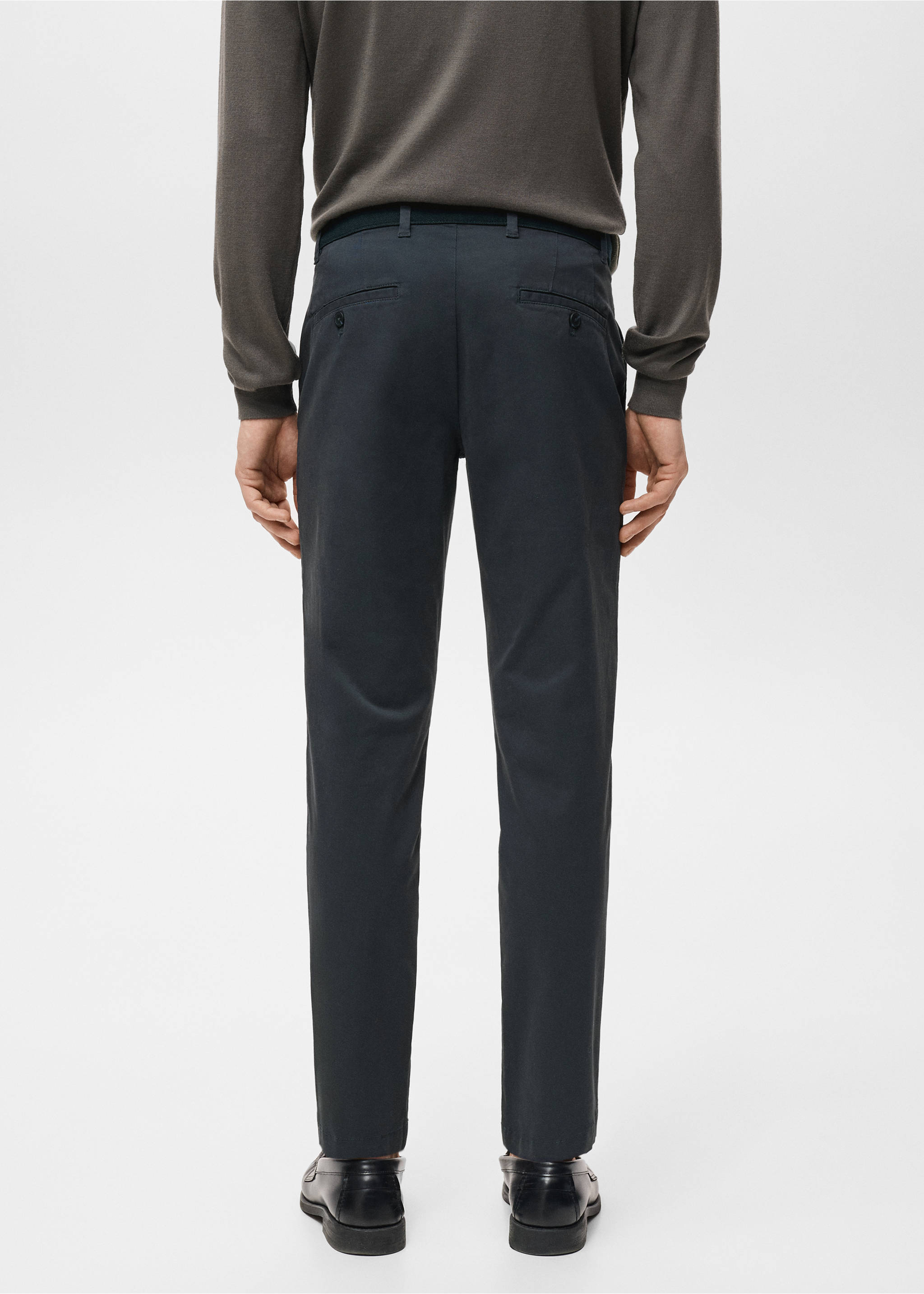 Pantalon Prato chino super slim fit cropped - Verso de l’article, Bleu marine foncé. Ref: 27001196-00.