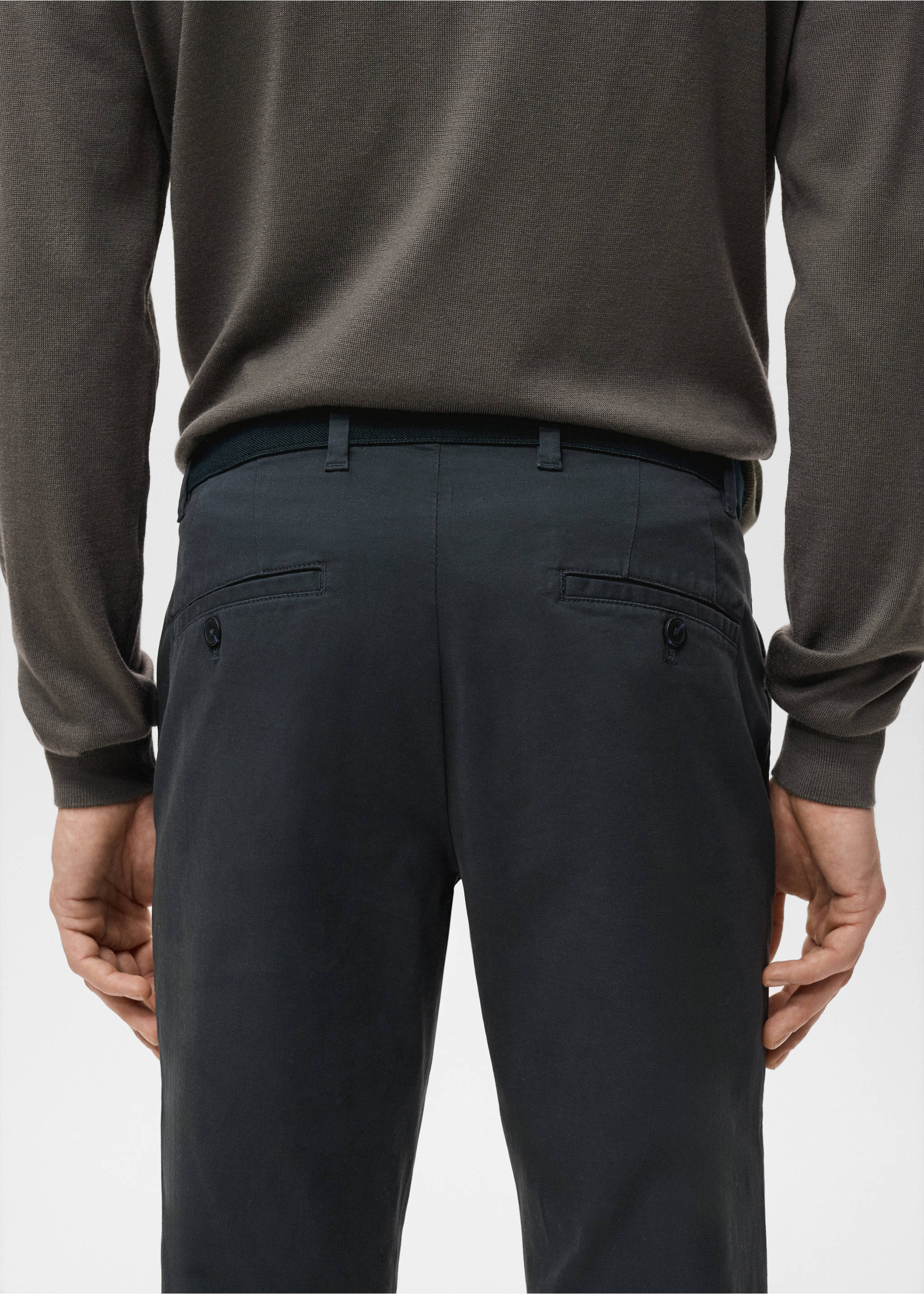 Pantalon Prato chino super slim fit cropped - Détail de l'article 6, Bleu marine foncé. Ref: 27001196-00.