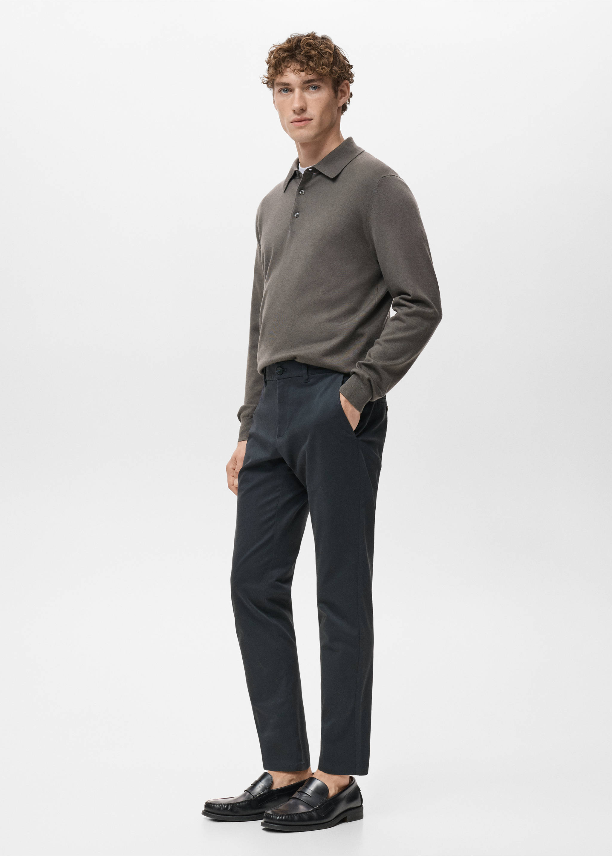 Pantalon Prato chino super slim fit cropped - Détail de l'article 2, Bleu marine foncé. Ref: 27001196-00.