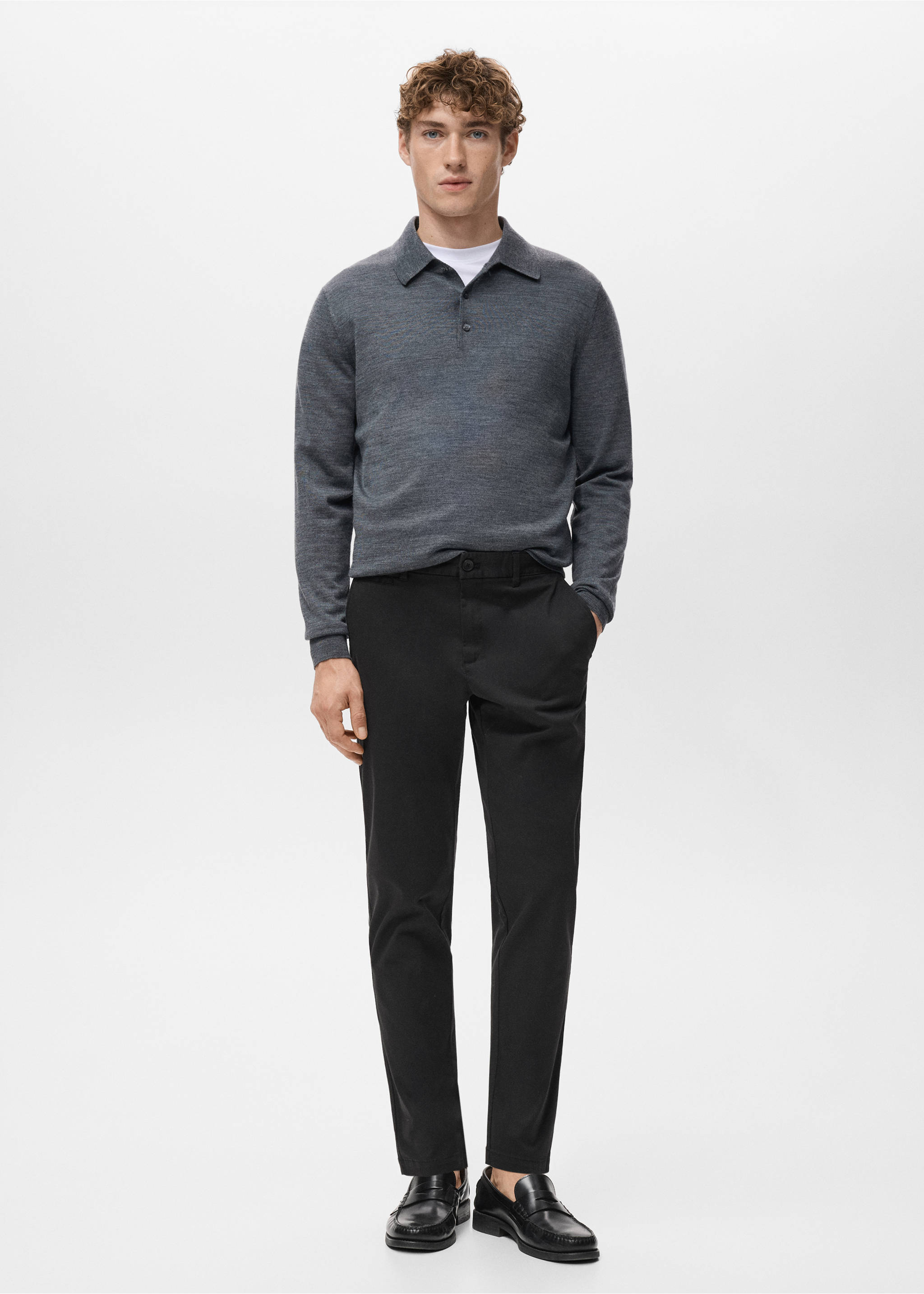 Pantalon Prato chino super slim fit cropped - Plan général, Noir. Ref: 27001196-00.