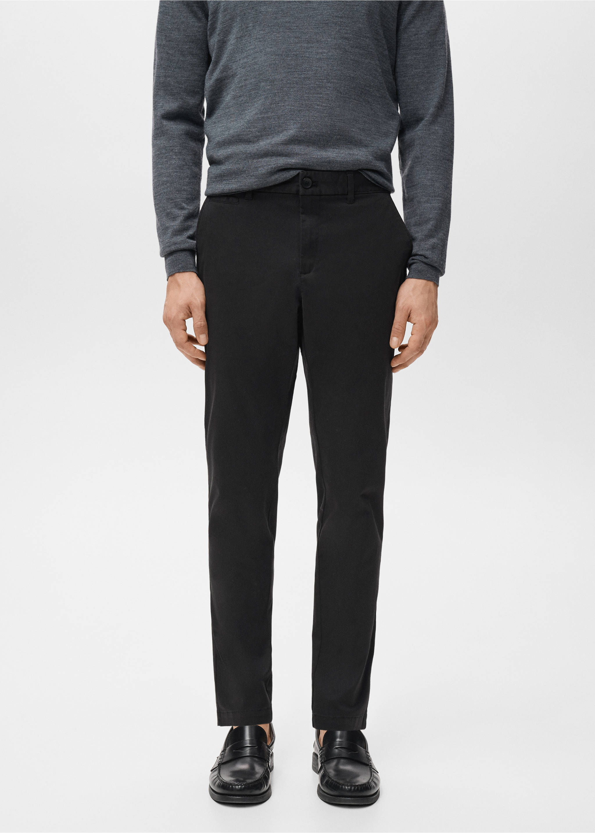 Pantalon Prato chino super slim fit cropped - Plan moyen, Noir. Ref: 27001196-00.