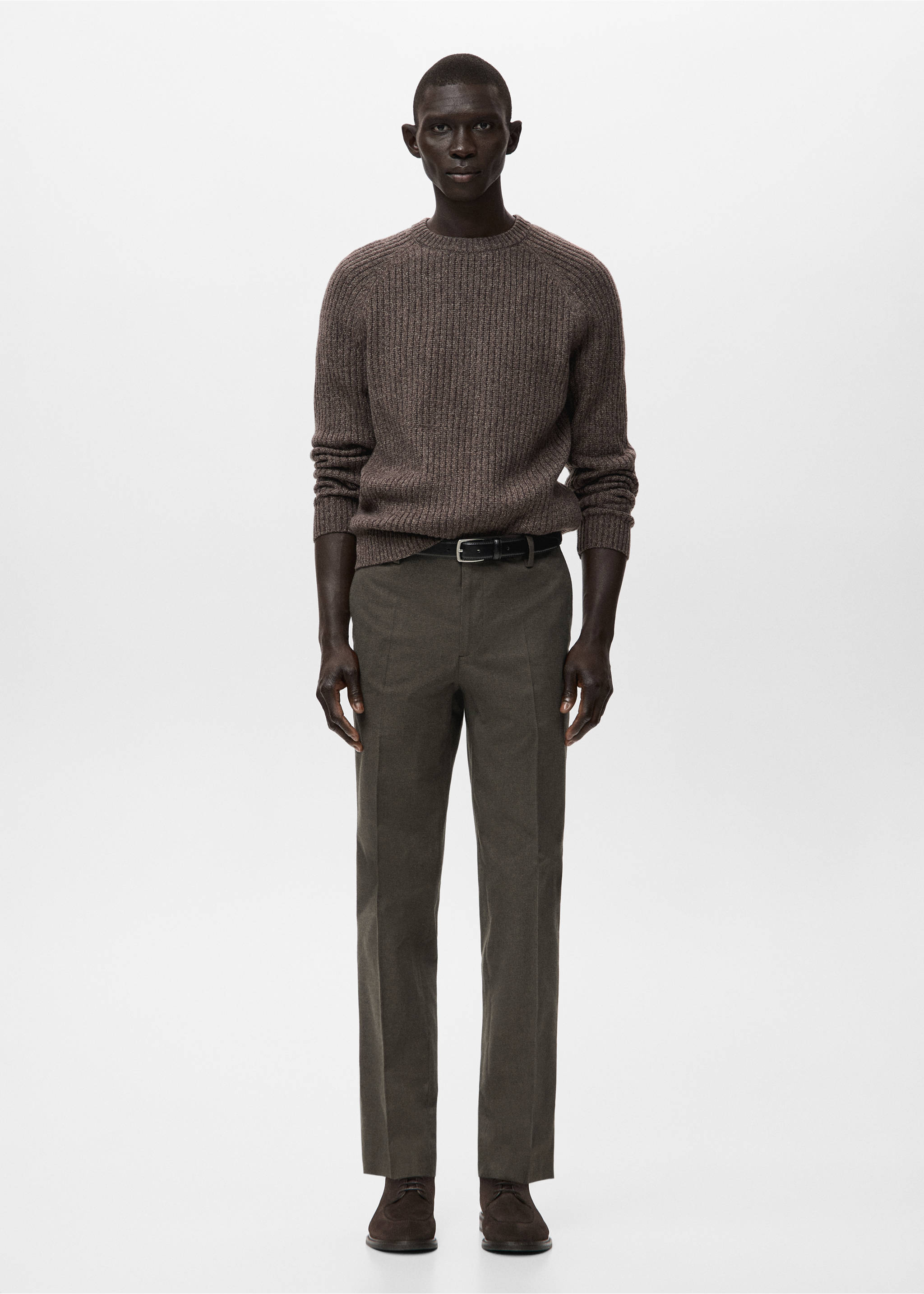 Pantalón franela slim fit - Plano general, Chocolate. Ref: 27001203-00.