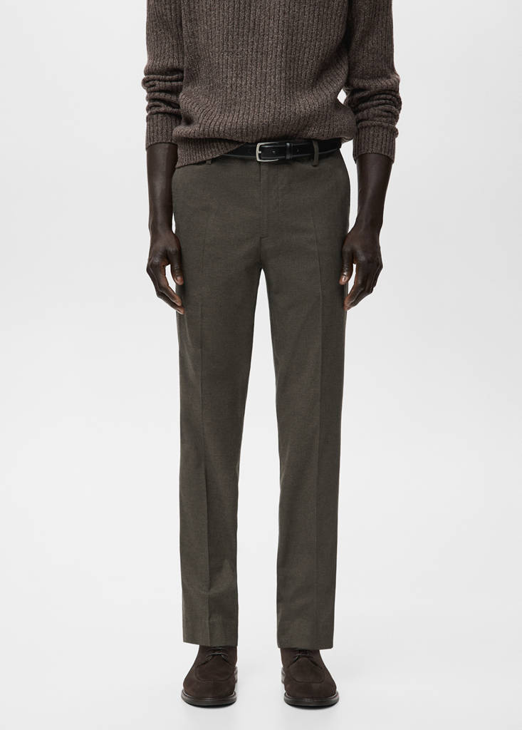 Slim-fit flannel trousers — Chocolate
