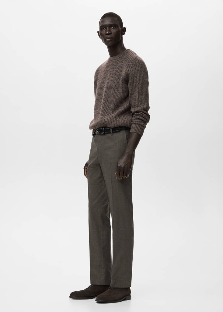 Slim-fit flannel trousers — Chocolate