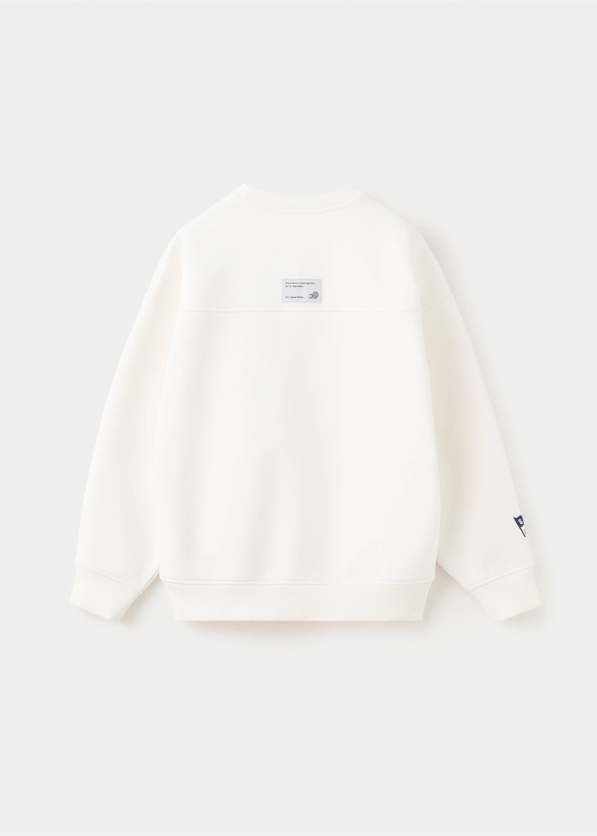 Sudadera algodón estampada - Reverso del artículo, Blanco roto. Ref: 27001231-00.