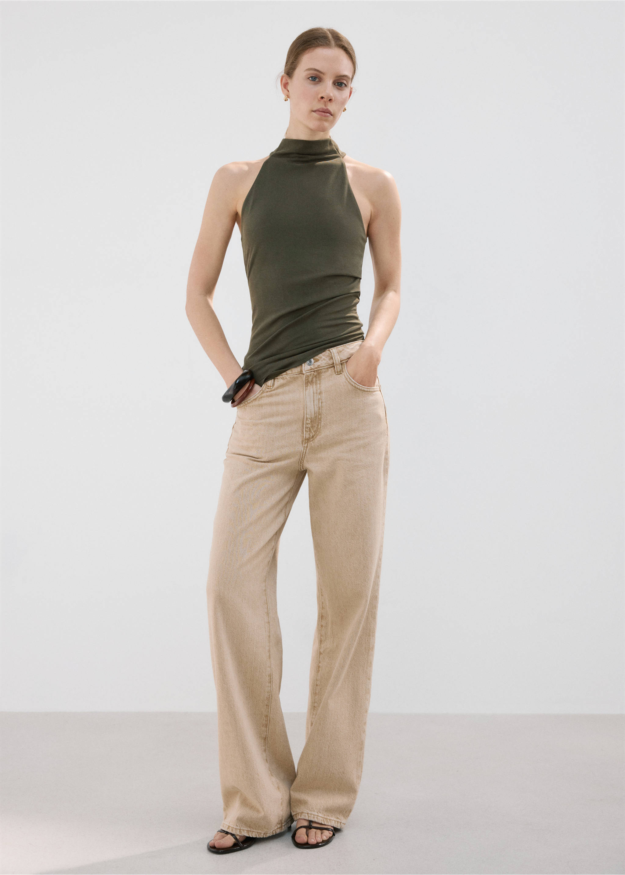 Danila high-waisted wide leg jeans - General plane, Sand. Ref: 27001246-00.