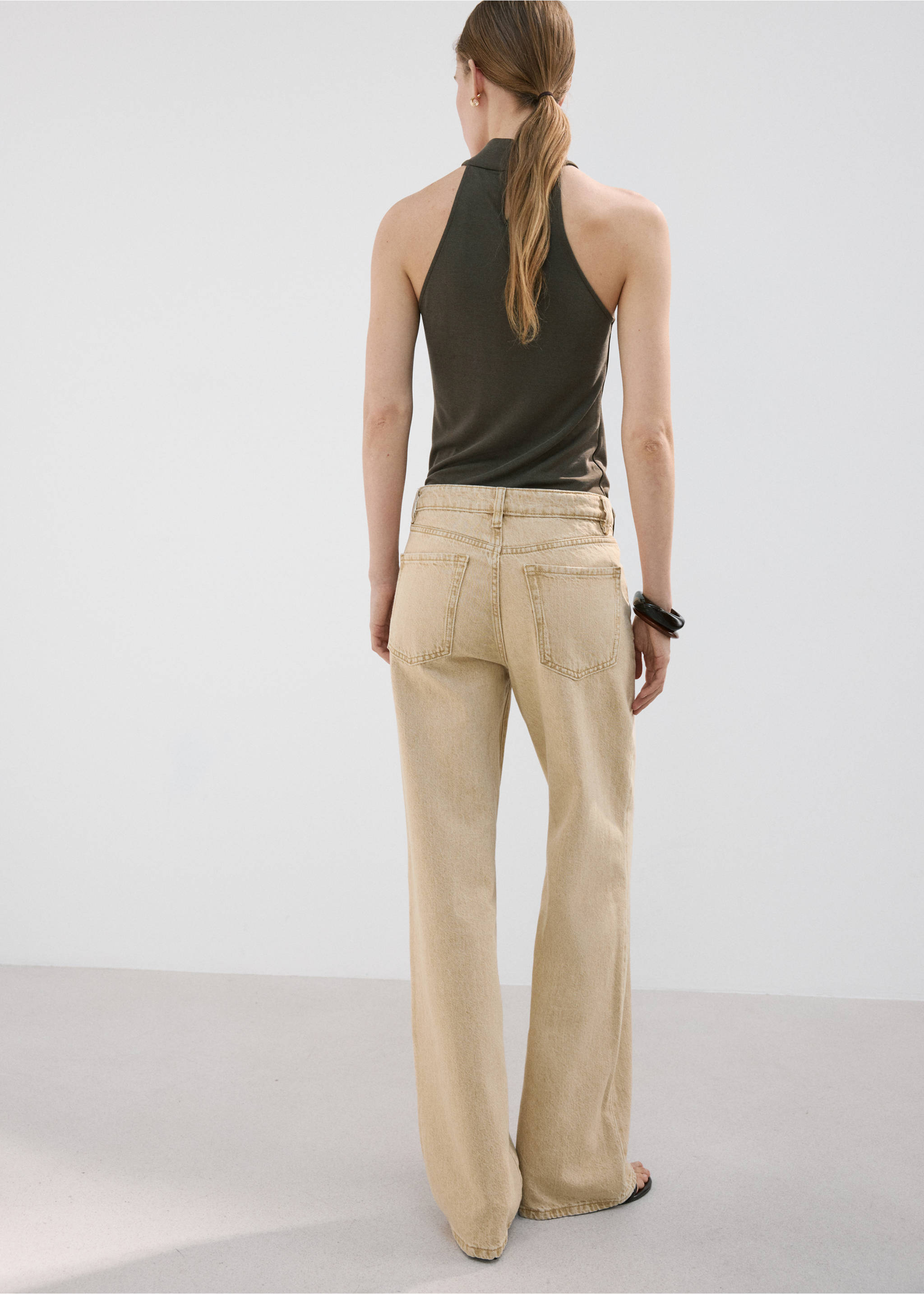 Danila high-waisted wide leg jeans - Reverse of the article, Sand. Ref: 27001246-00.
