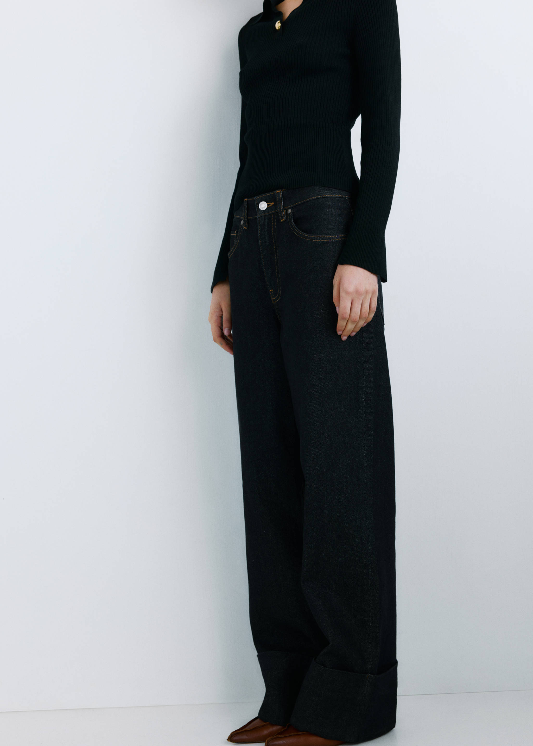 Turned-up straight jeans - Medium plane