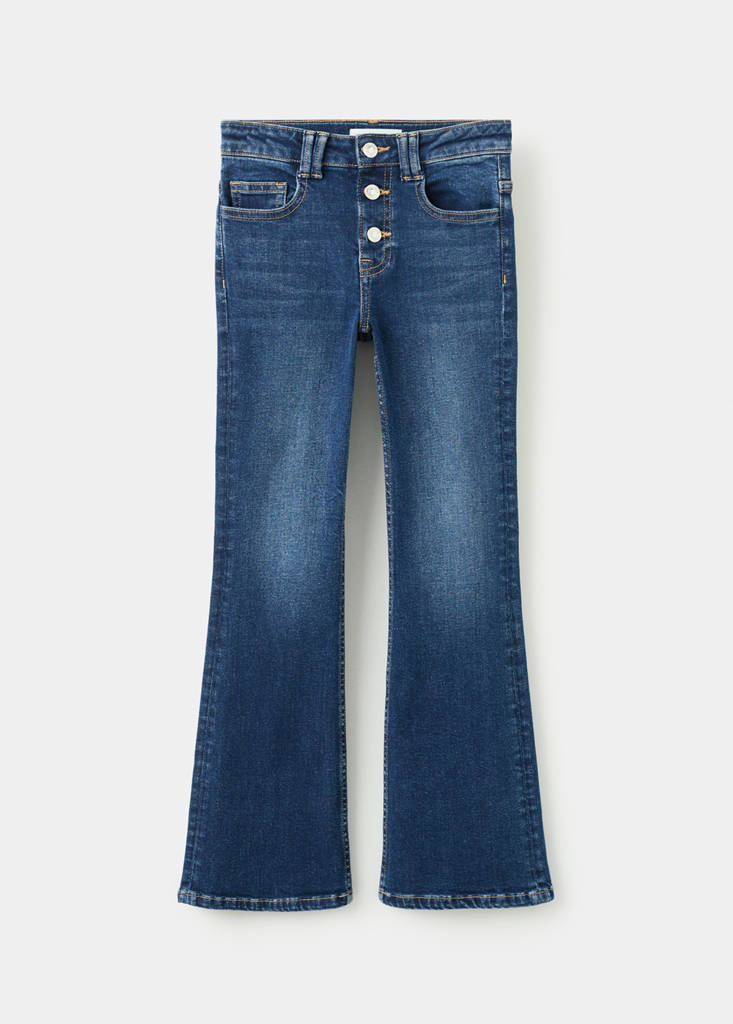 MANGO KIDS - Jean flare boutons bleu foncé - 9 - Fille