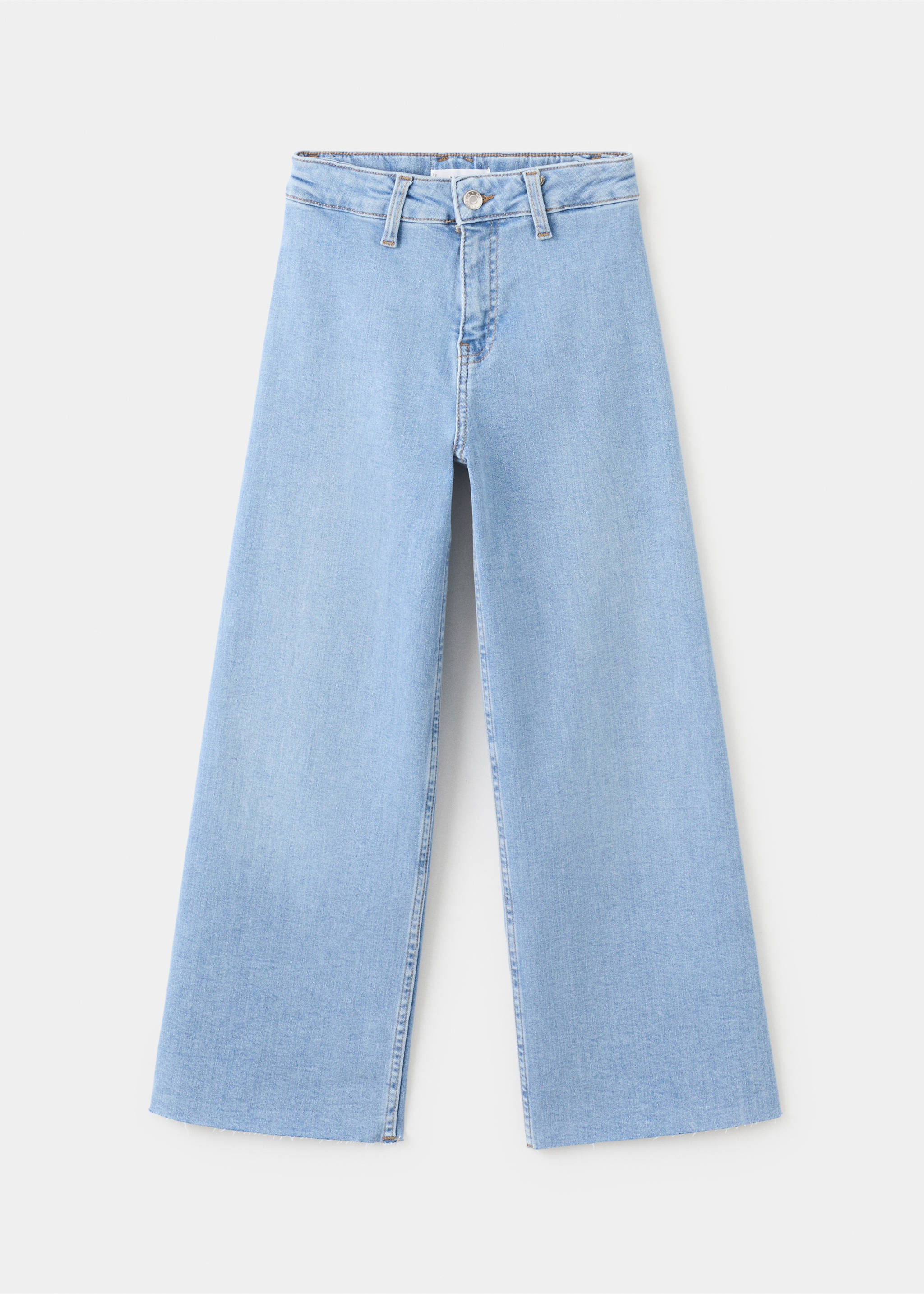 Wideleg low frayed hem jeans - Article without model, Medium Blue. Ref: 27001259-00.
