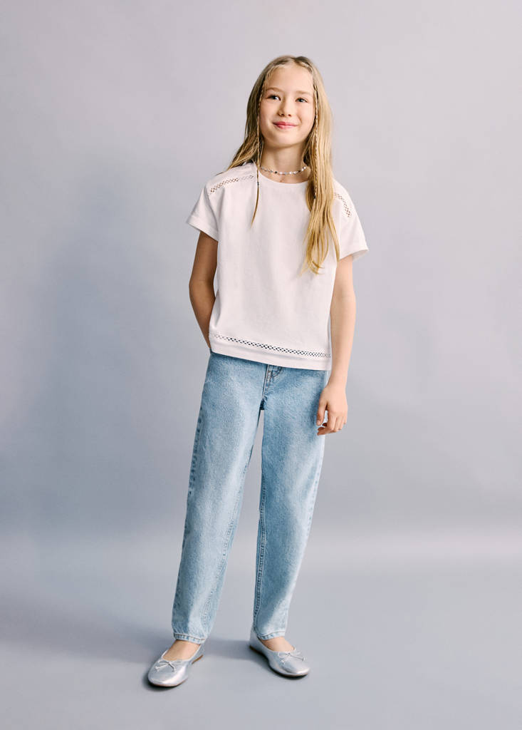 MANGO KIDS - Jean paperbag bleu moyen - 11 - Fille