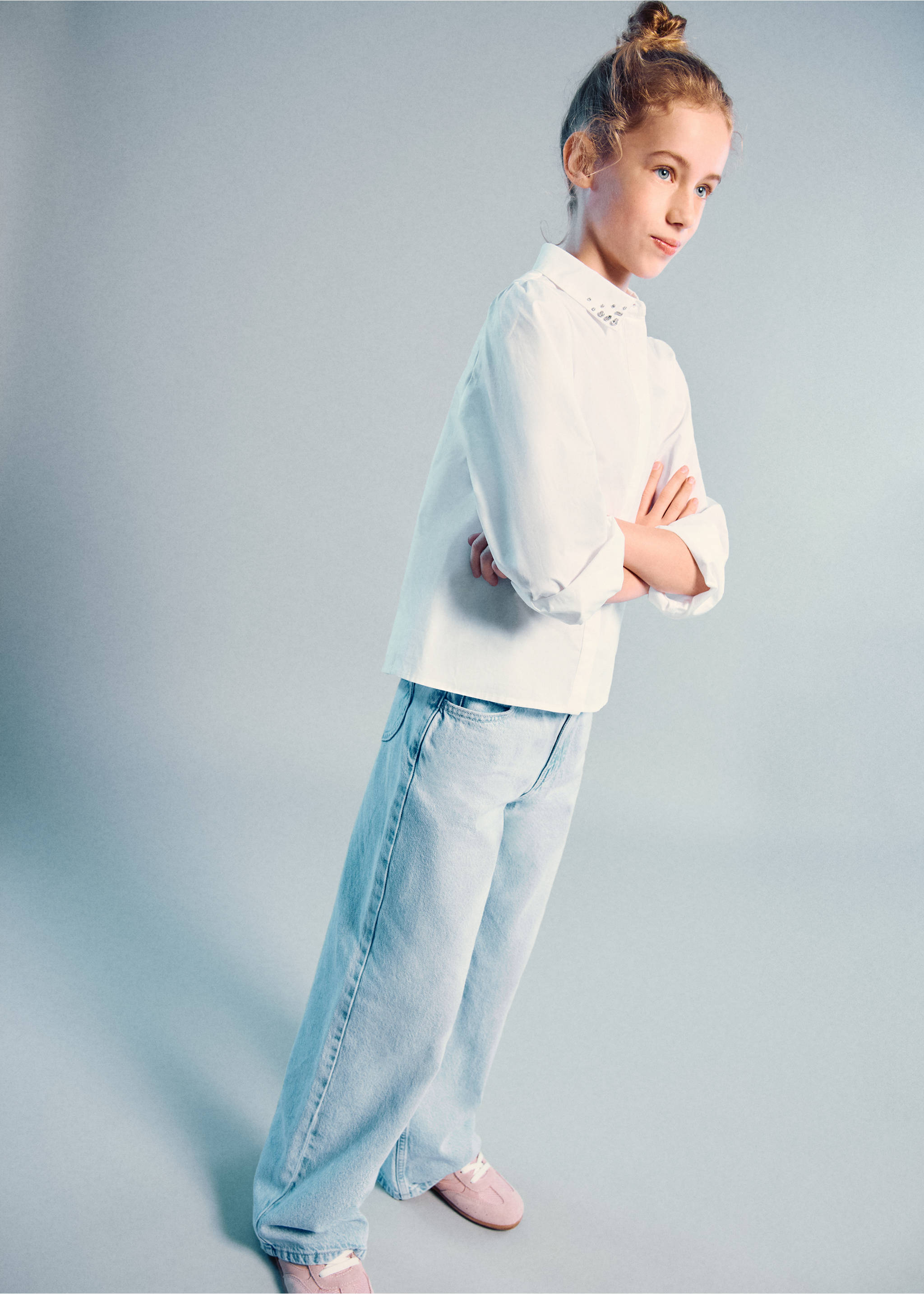 Jean wide leg poches cœur - Plan moyen, Bleu clair. Ref: 27001266-00.