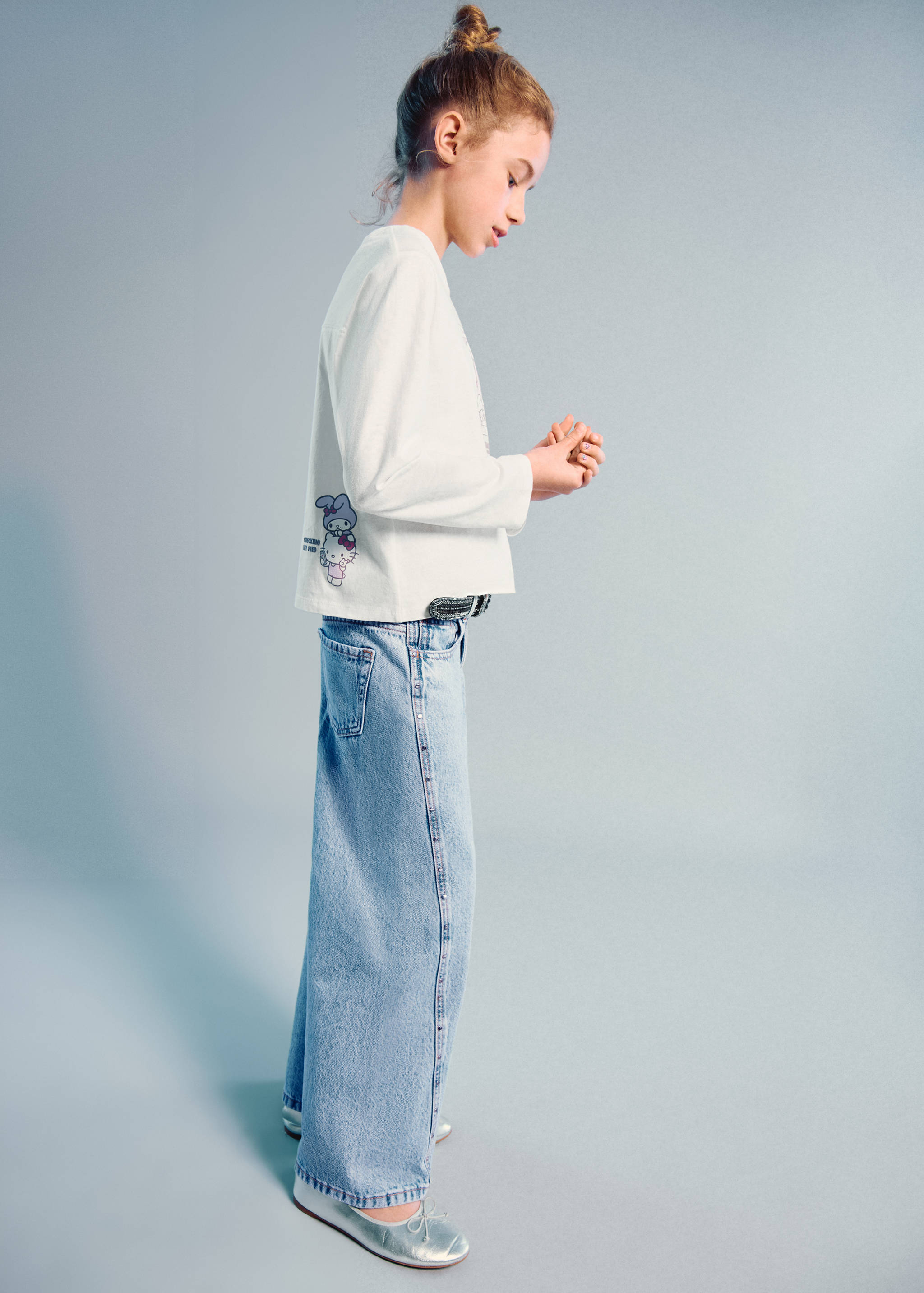 Wide leg studded jeans - Medium plane