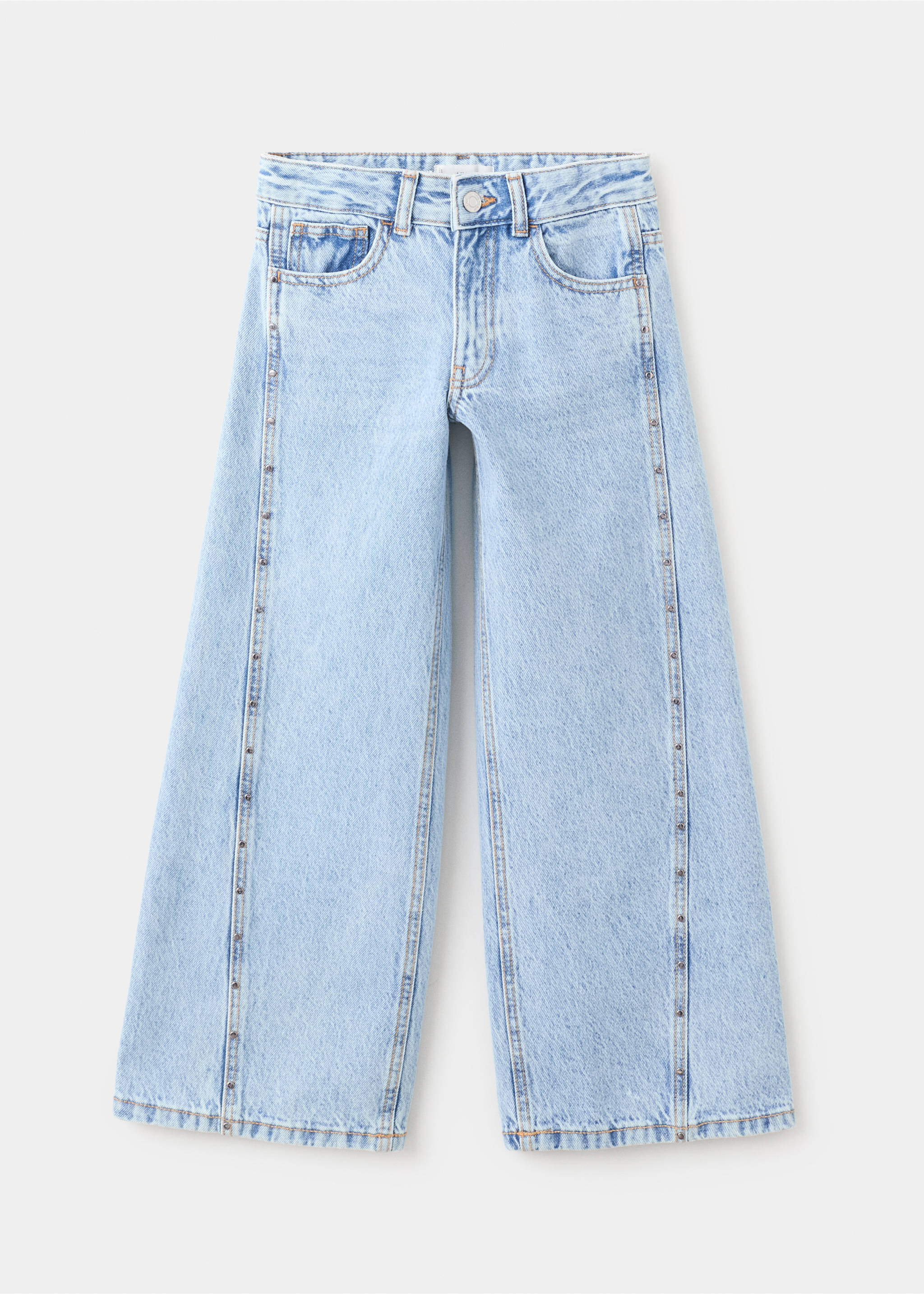 Wide leg studded jeans - Article without model, Light Blue. Ref: 27001269-00.