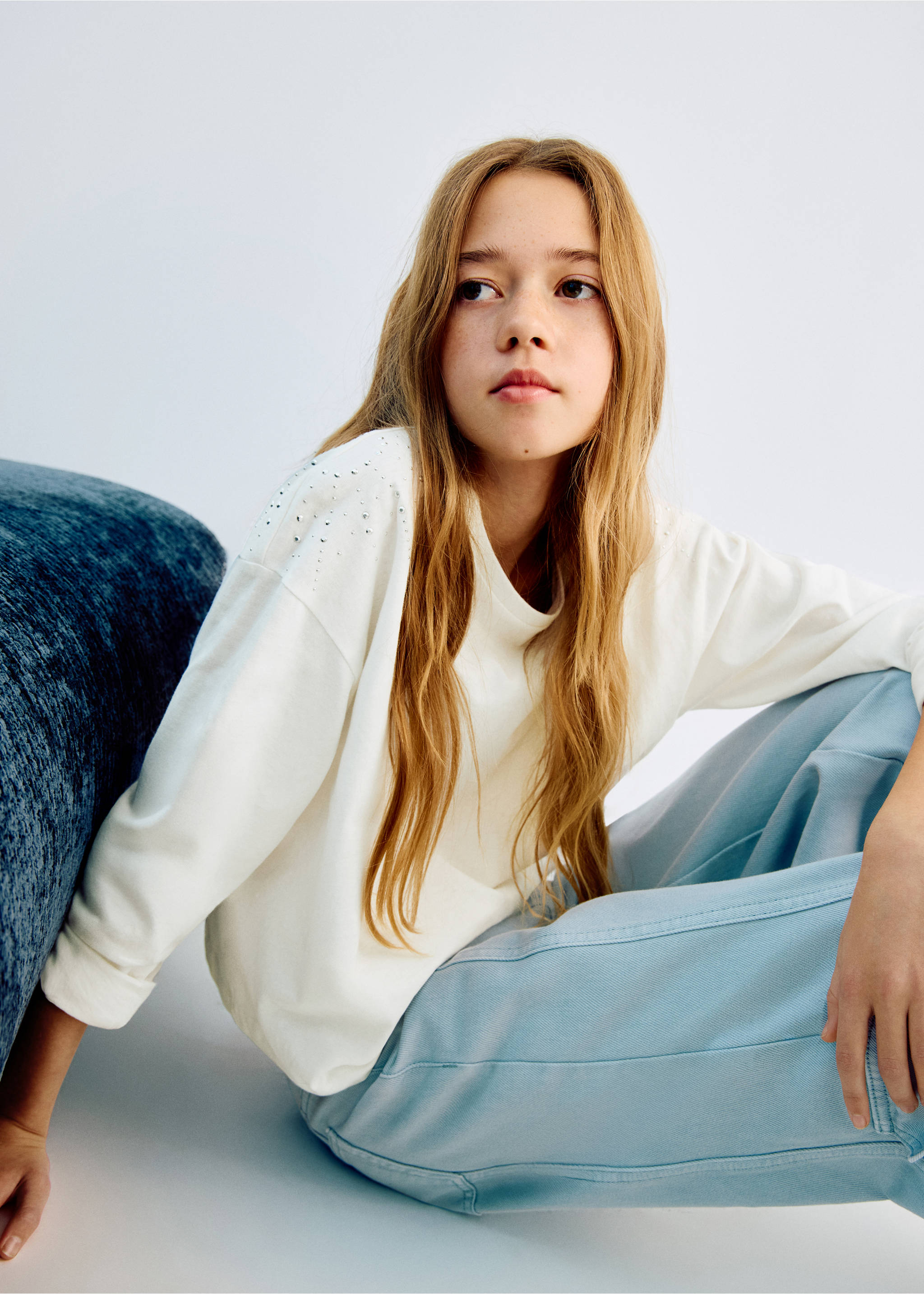 Sparkly rhinestone t-shirt - General plane, Off White. Ref: 27001323-00.