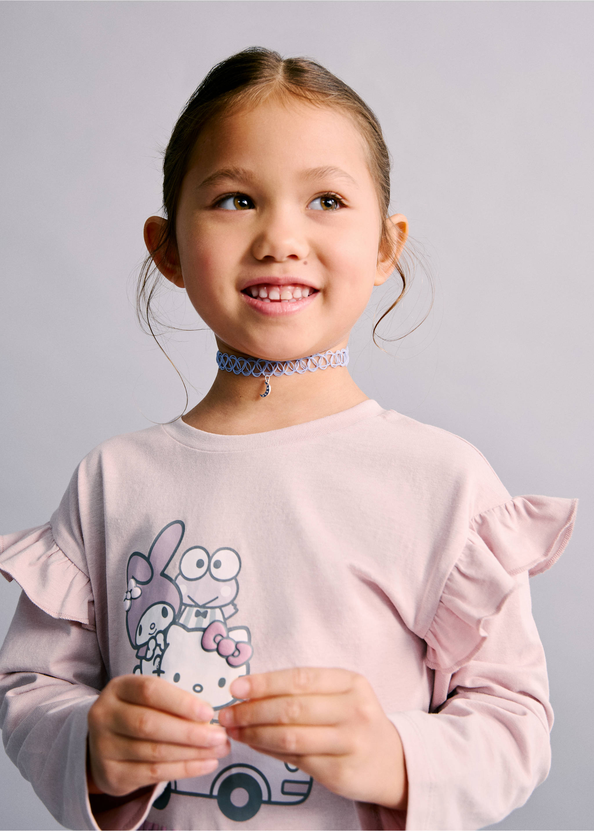 Camiseta volantes Hello Kitty - Plano medio, Rosa. Ref: 27001328-00.