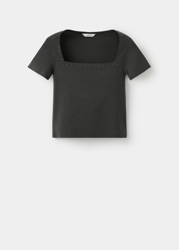 Short studded t-shirt — Charcoal