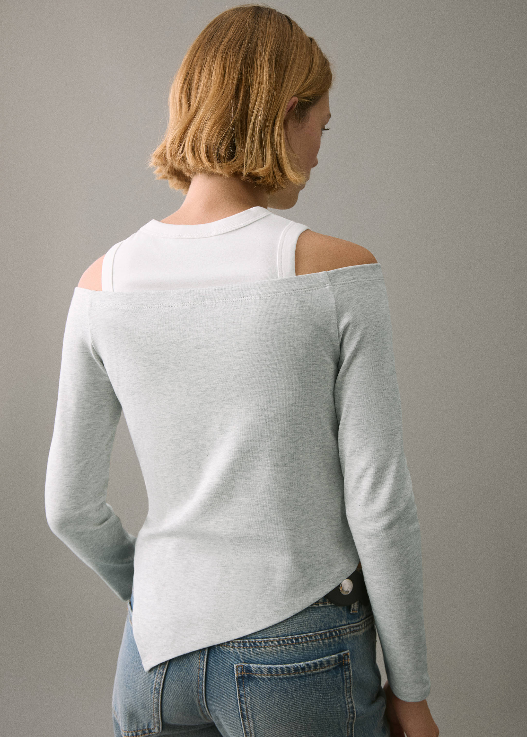 Асимметричная двухслойная футболка - Обратная сторона изделия