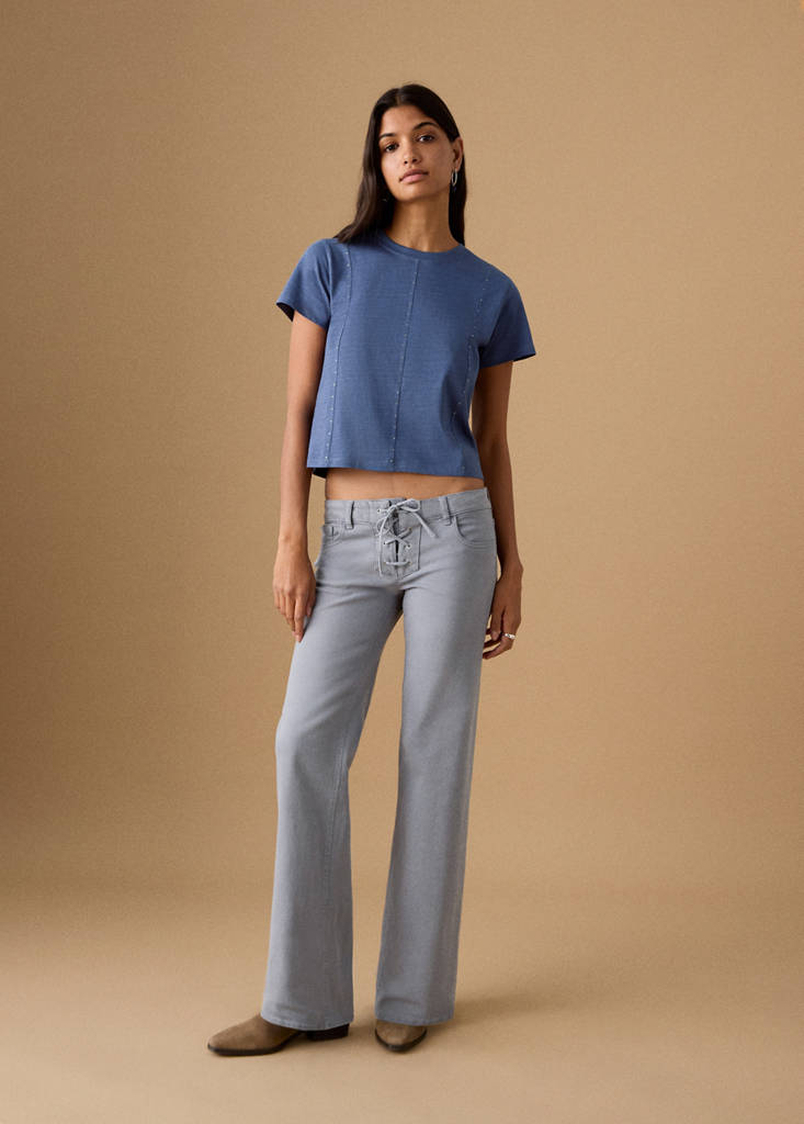 Short studded t-shirt — Blue