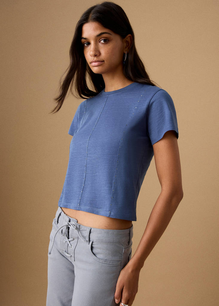 Short studded t-shirt — Blue
