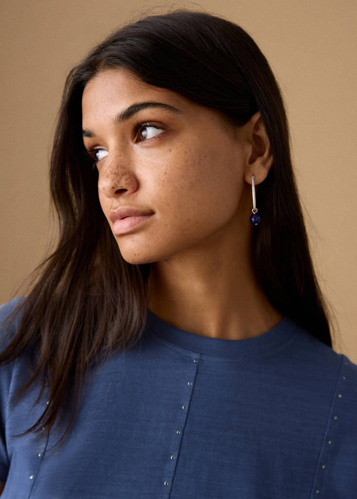 Short studded t-shirt — Blue
